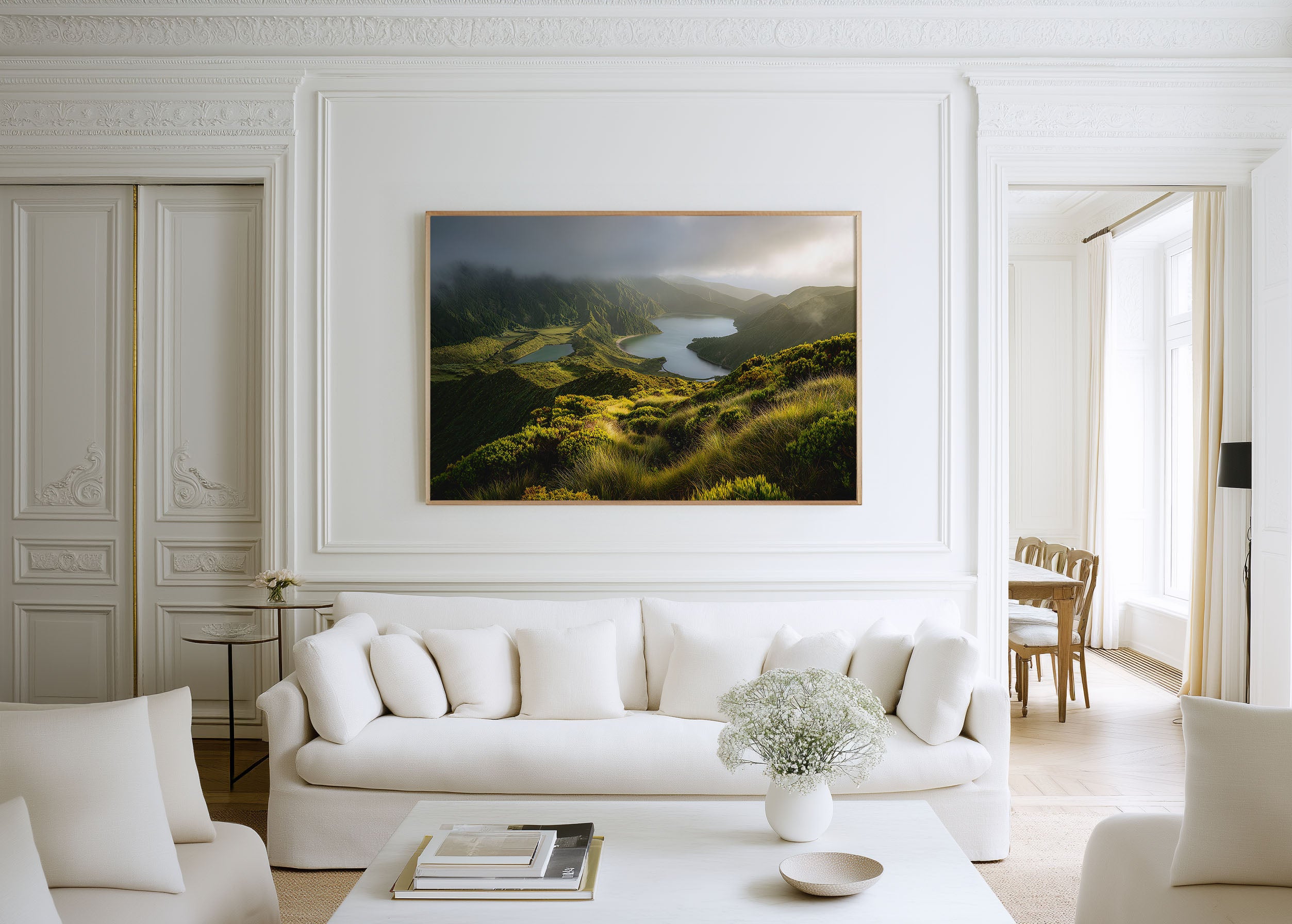 Azores Sete Cidades Lagoon Wall Art Print – Portugal Volcanic Landscape Canvas