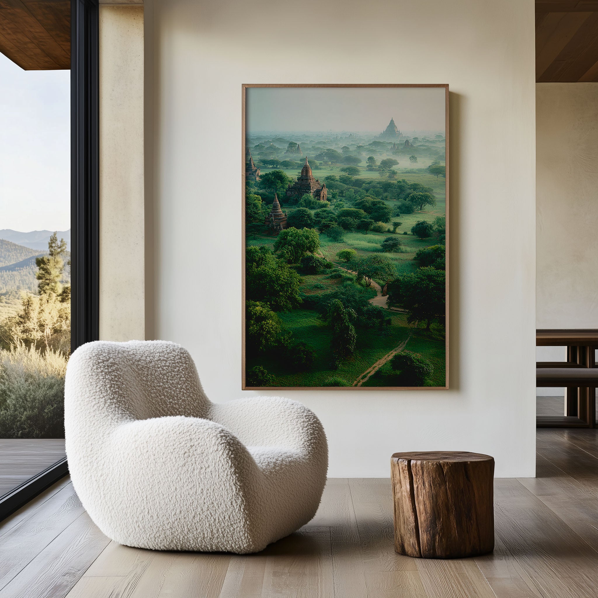 Bagan Temples Wall Art Print | Myanmar Ancient Pagoda Landscape Photography | Southeast Asia Aerial Poster | Buddhist Temple Nature Print | Exotic Travel Home Decor