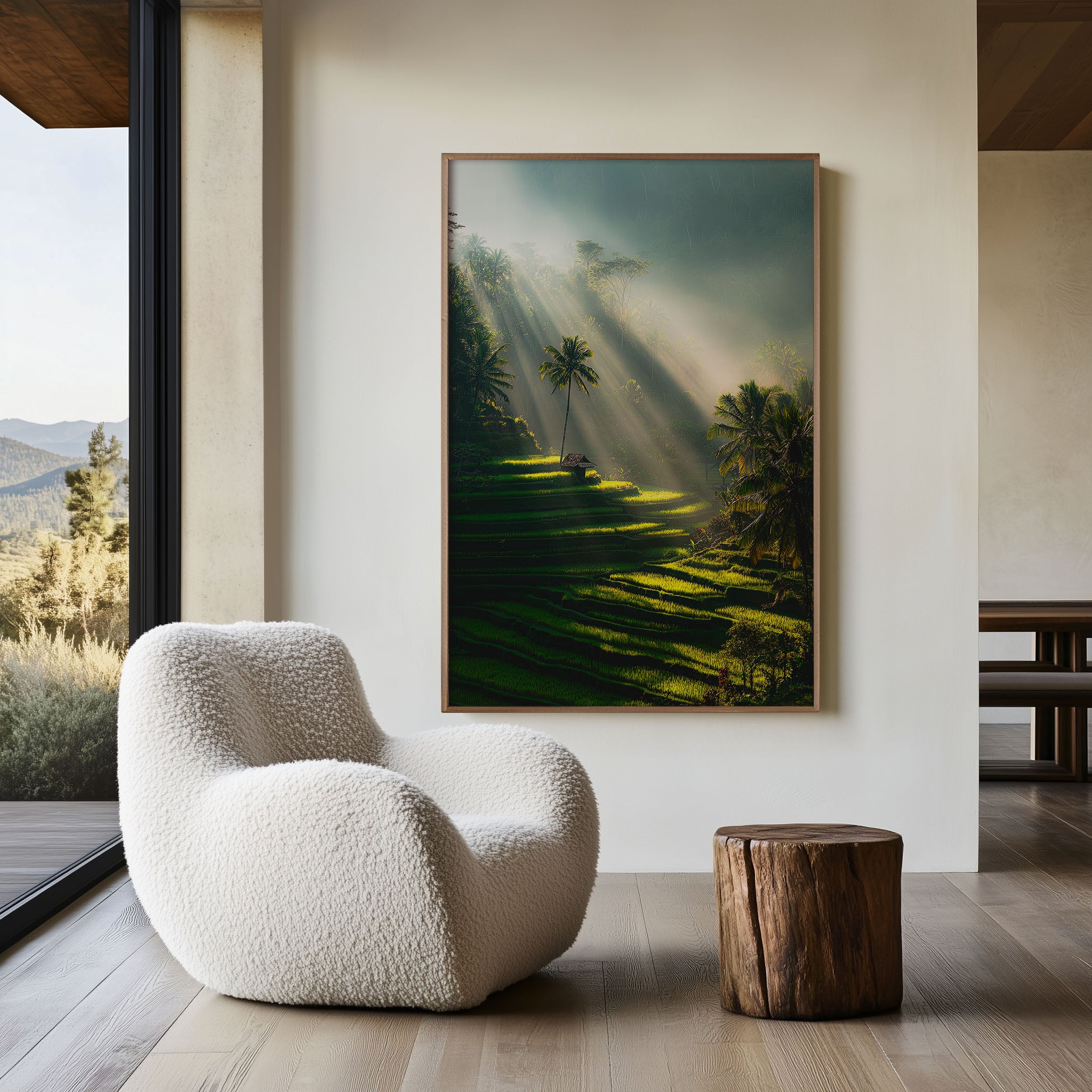 Bali Ubud Rice Terraces Sun Rays Wall Art | Indonesia Tropical Jungle Landscape Print | Bali Travel Photography
