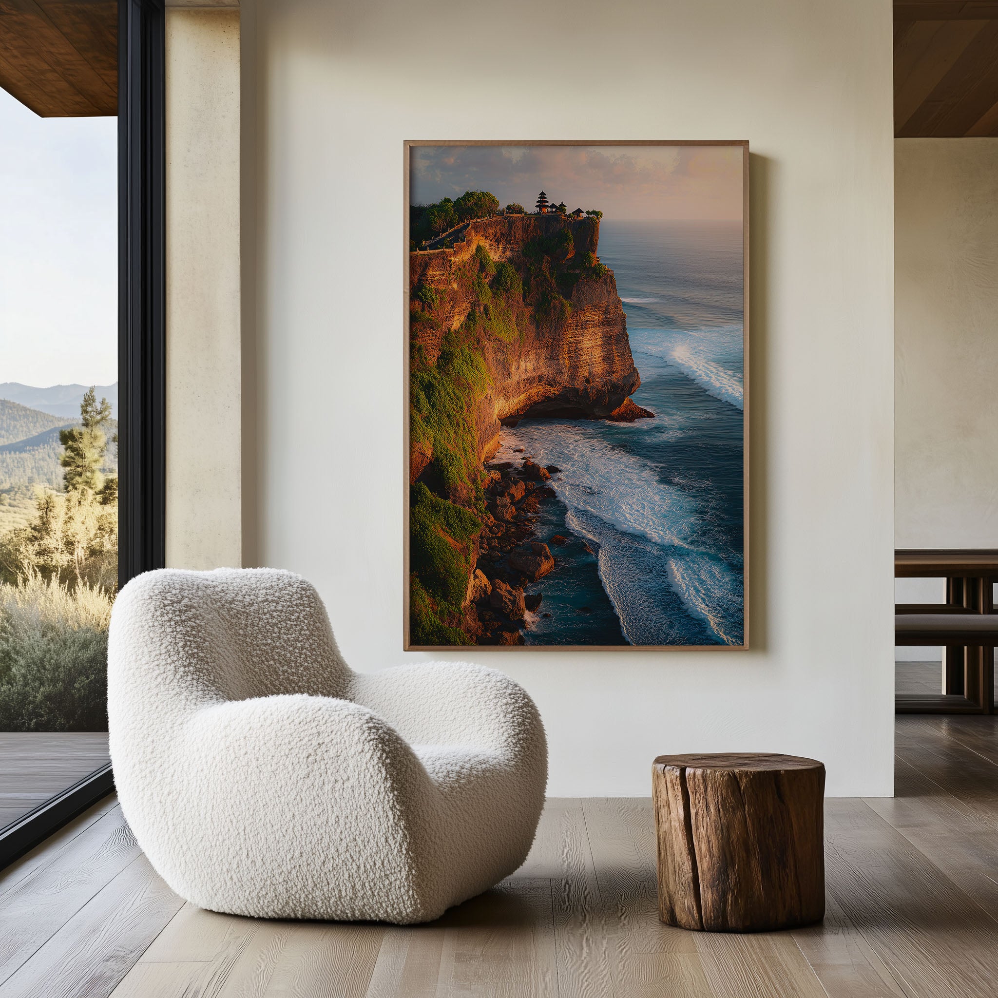 Bali Uluwatu Temple Wall Art Print – Ocean Cliff Sunset Canvas, Coastal Landscape Artwork, Tropical Travel Wall Decor