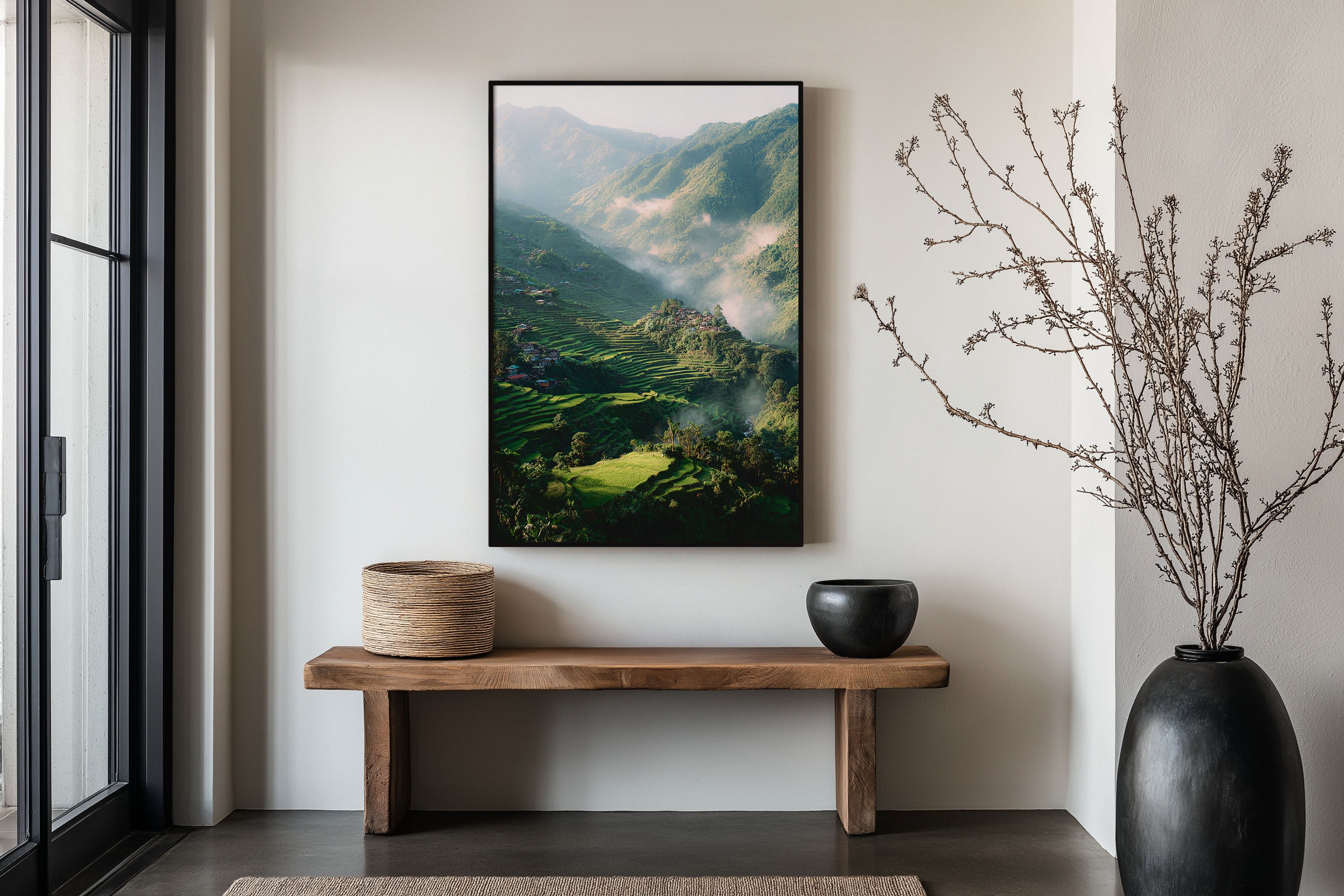 Banaue Rice Terraces Wall Art Print | Philippines Ifugao Mountain Village Mist Photography | Luzon Travel Poster | Lush Green Nature Home Decor