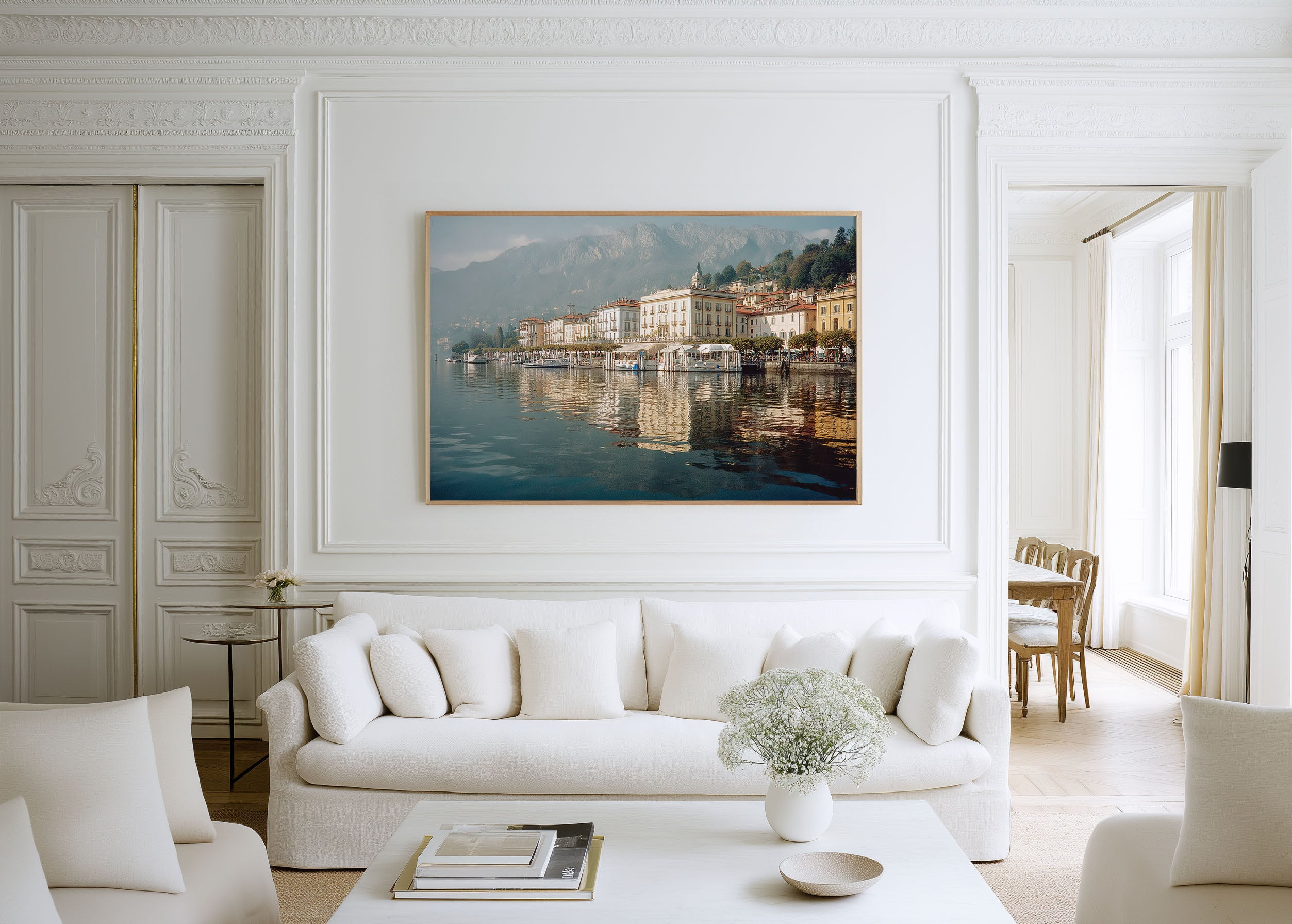 Bellagio Lake Como Wall Art – Italy Scenic Waterfront Harbor Village