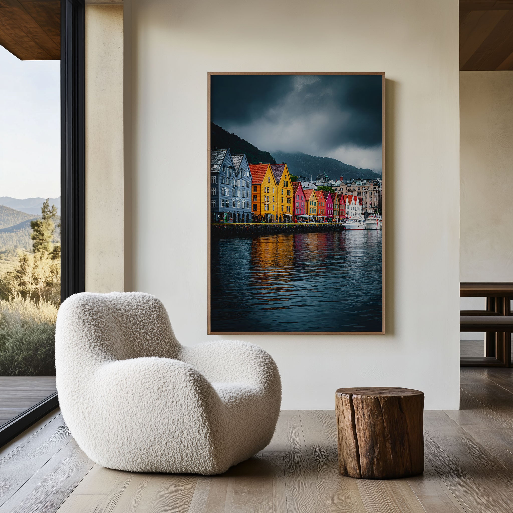 Bergen Bryggen Colourful Harbour Houses Wall Art Print | Norway Travel Photography | Scandinavian Home Decor