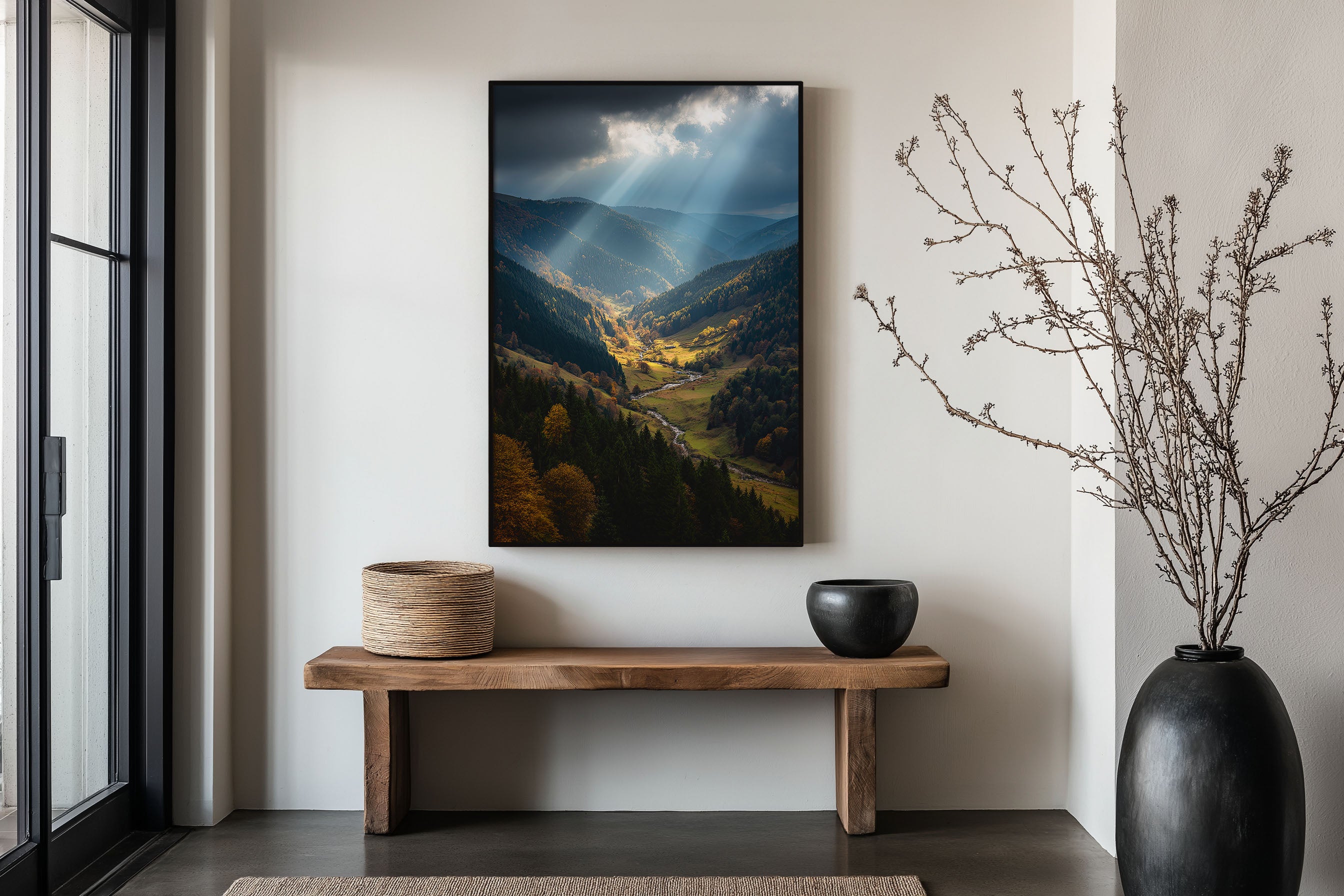 Black Forest Germany Valley Print | Autumn Forest Landscape Wall Art | Dramatic Light Ray Photography