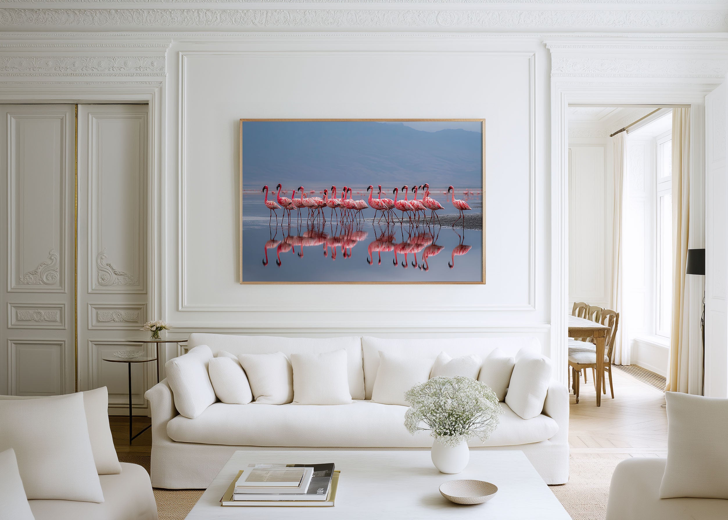 Blush Horizon – Flamingos at Lake Natron Wall Art Print