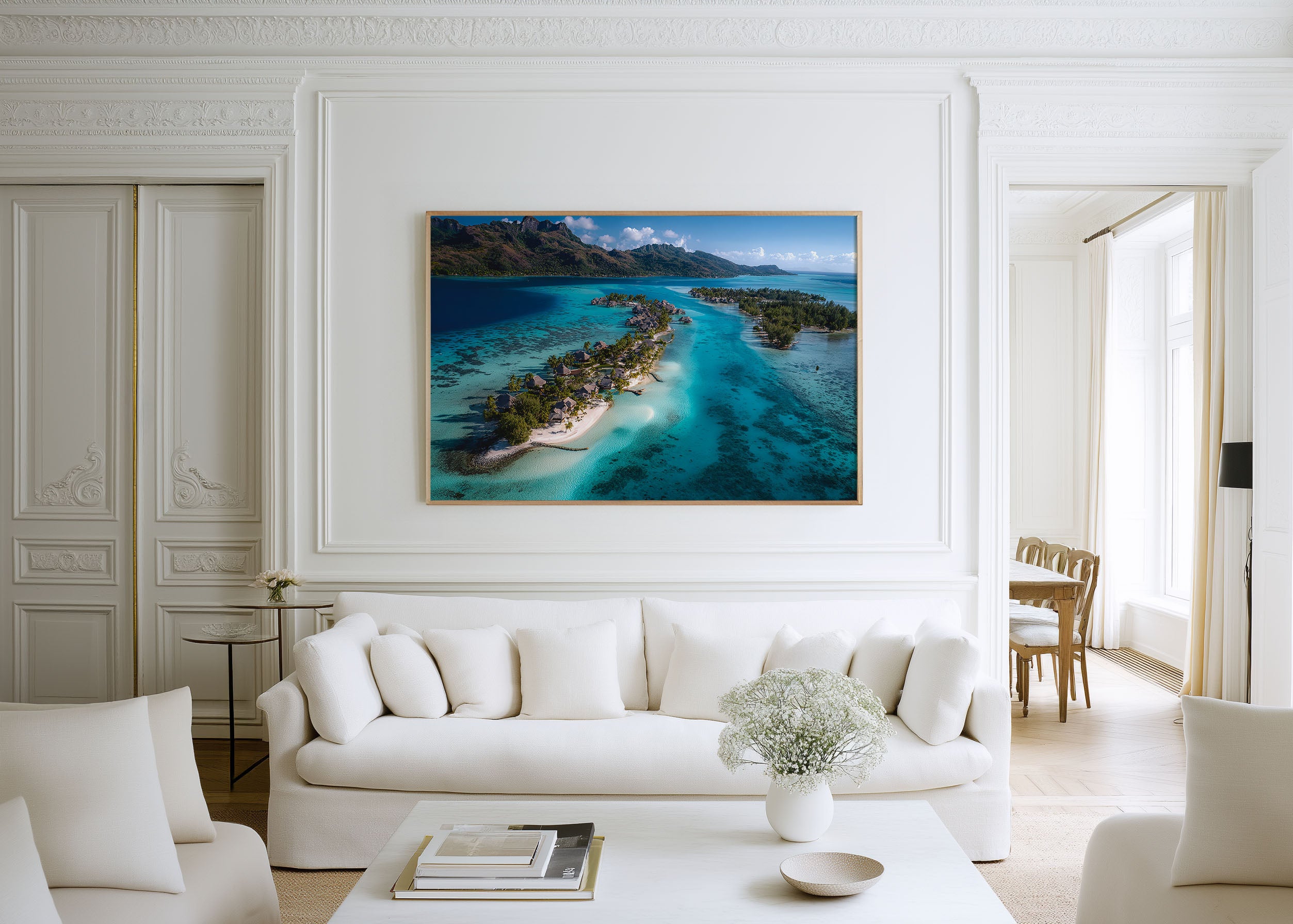Bora Bora Island Aerial Wall Art Print – French Polynesia Lagoon