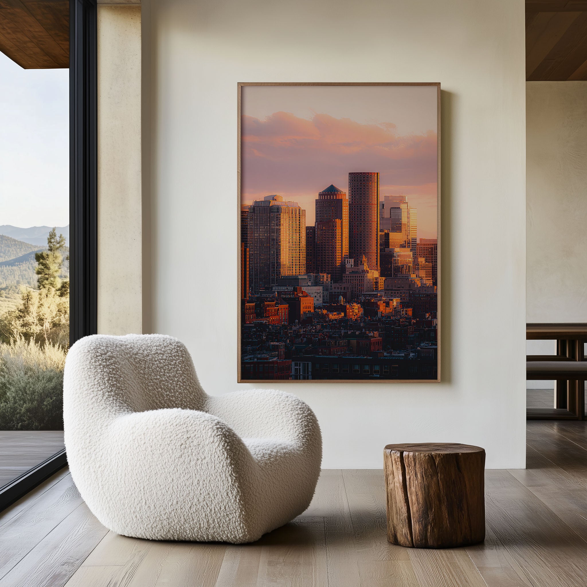 Boston Financial District Sunset | City Skyline Wall Art Print