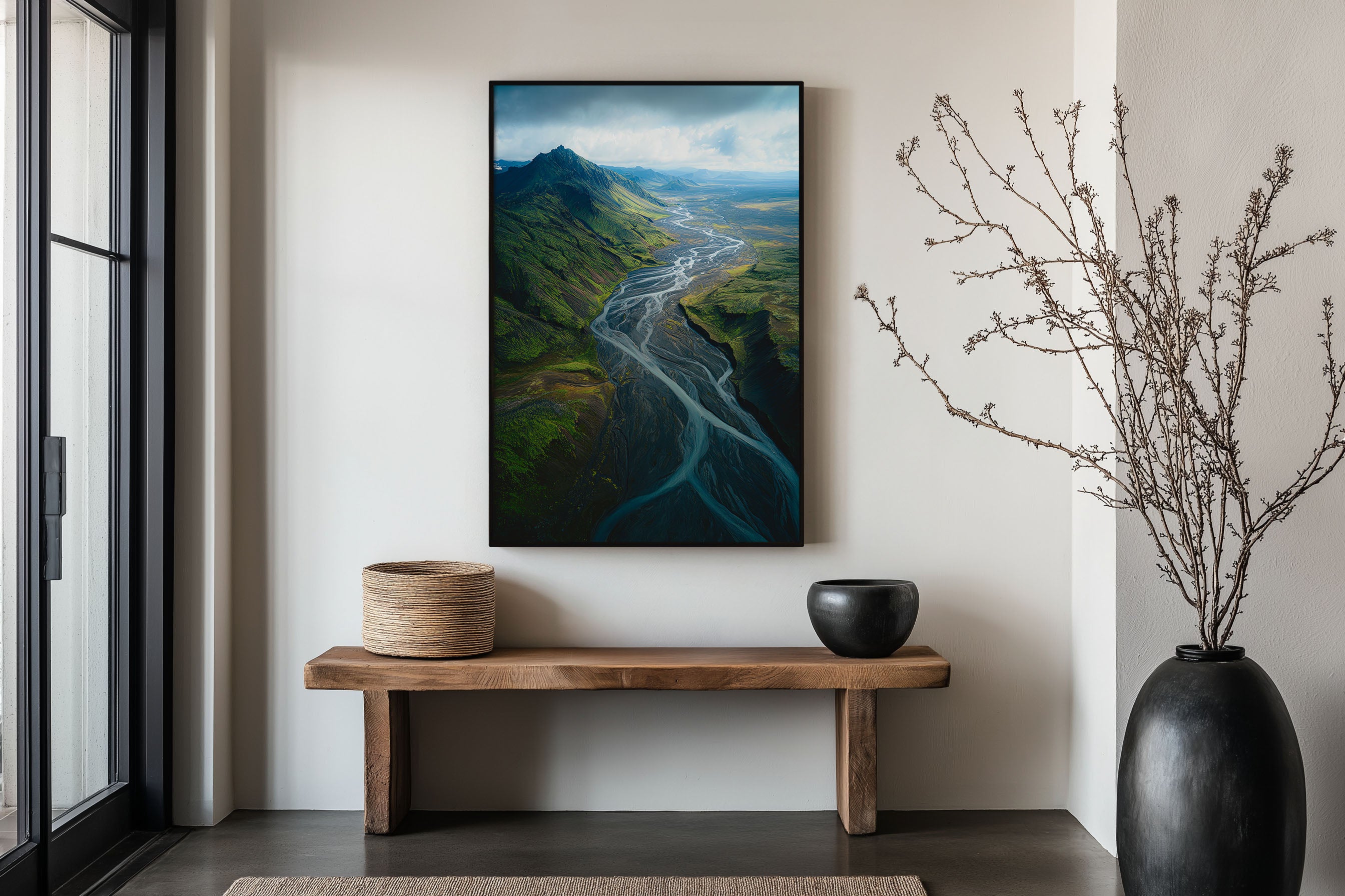 Iceland Glacial River Aerial Print | Braided River Valley Wall Art | Iceland Highland Photography