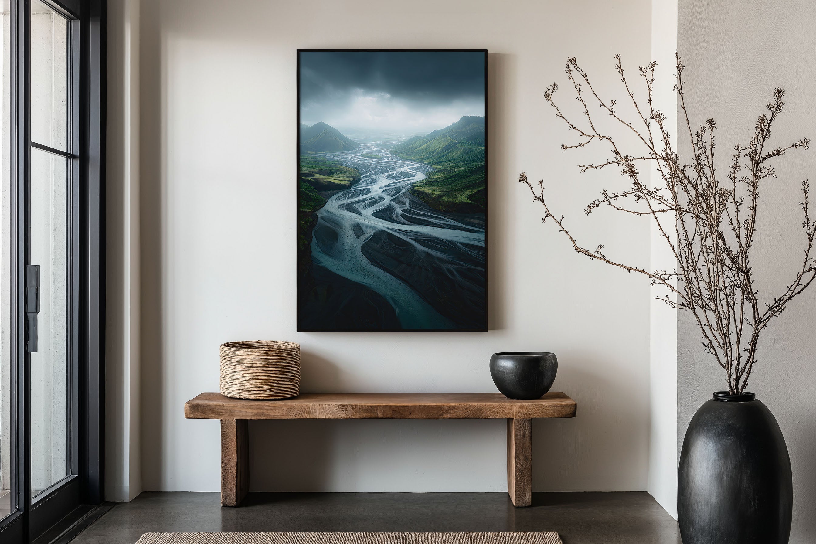 Iceland Glacial River Valley Print | Moody Braided River Wall Art | Arctic Highland Photography