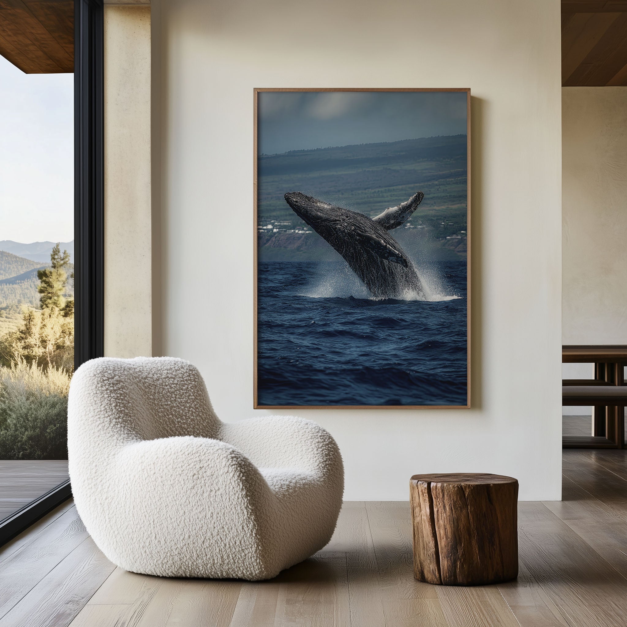 Breaching Humpback Whale Wall Art Print – Ocean Wildlife Canvas & Framed Coastal Decor