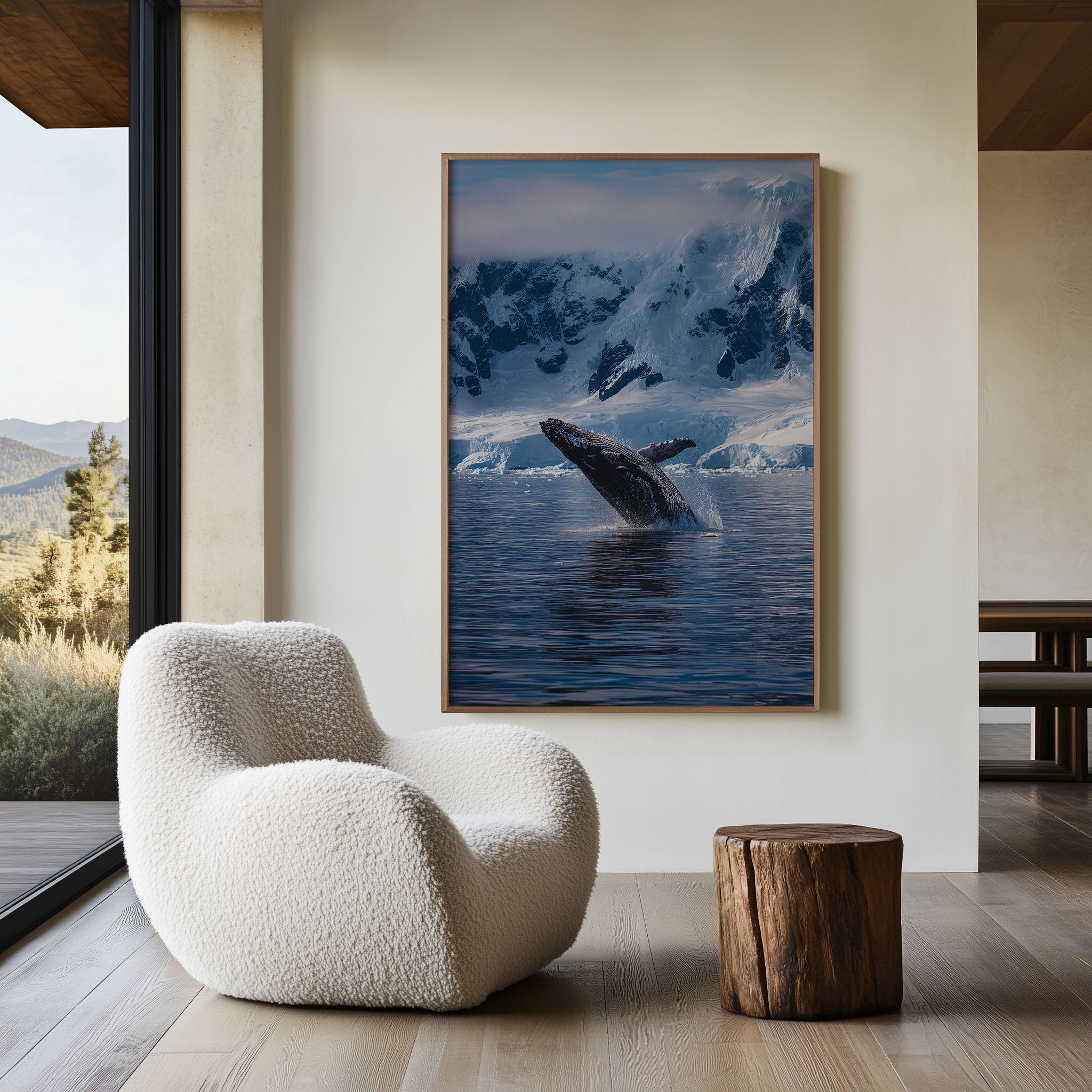 Breaching Whale Wall Art Print – Antarctica Ocean Canvas, Majestic Wildlife Decor