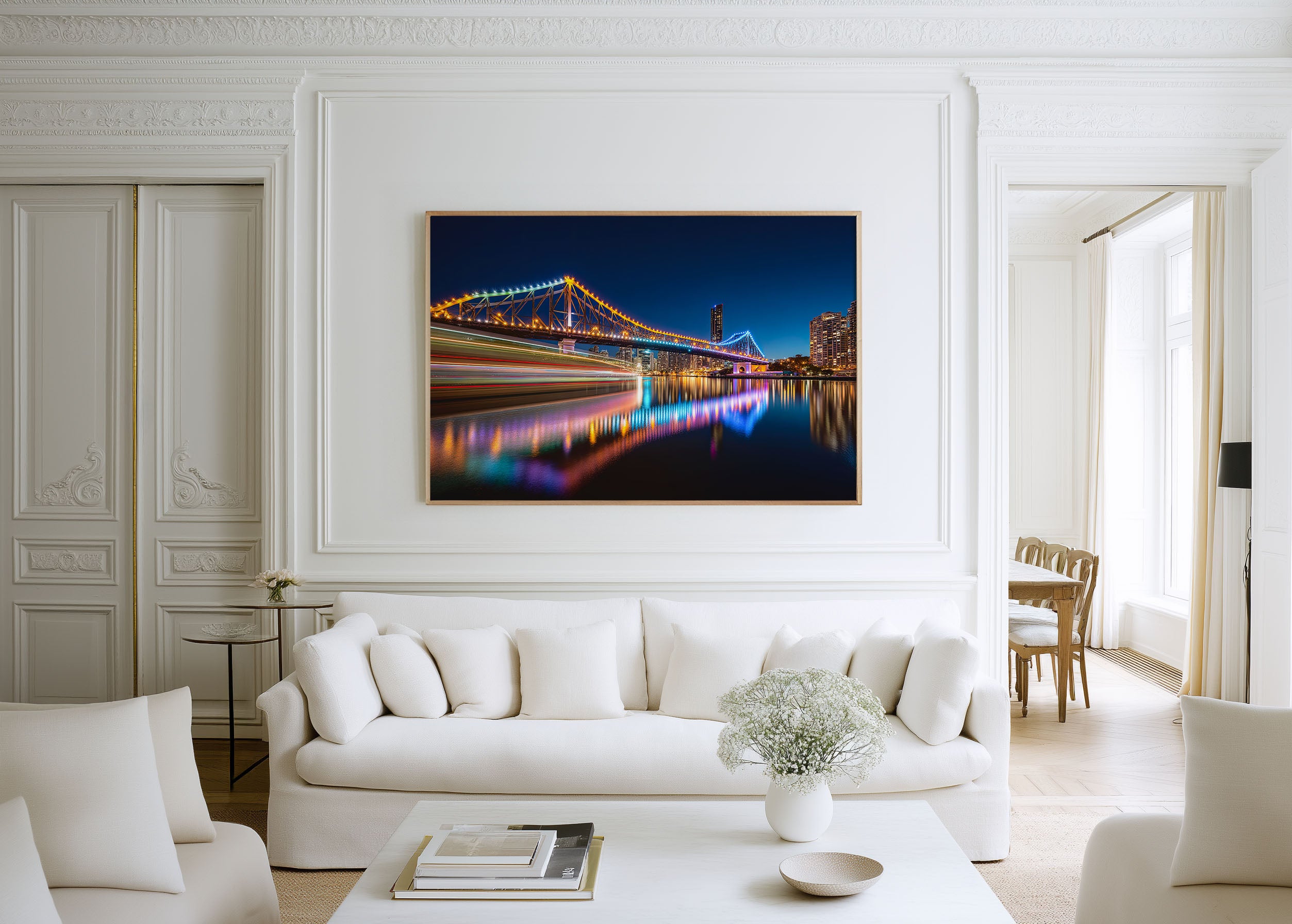 Brisbane Story Bridge Night Wall Art Print, Australia River Skyline