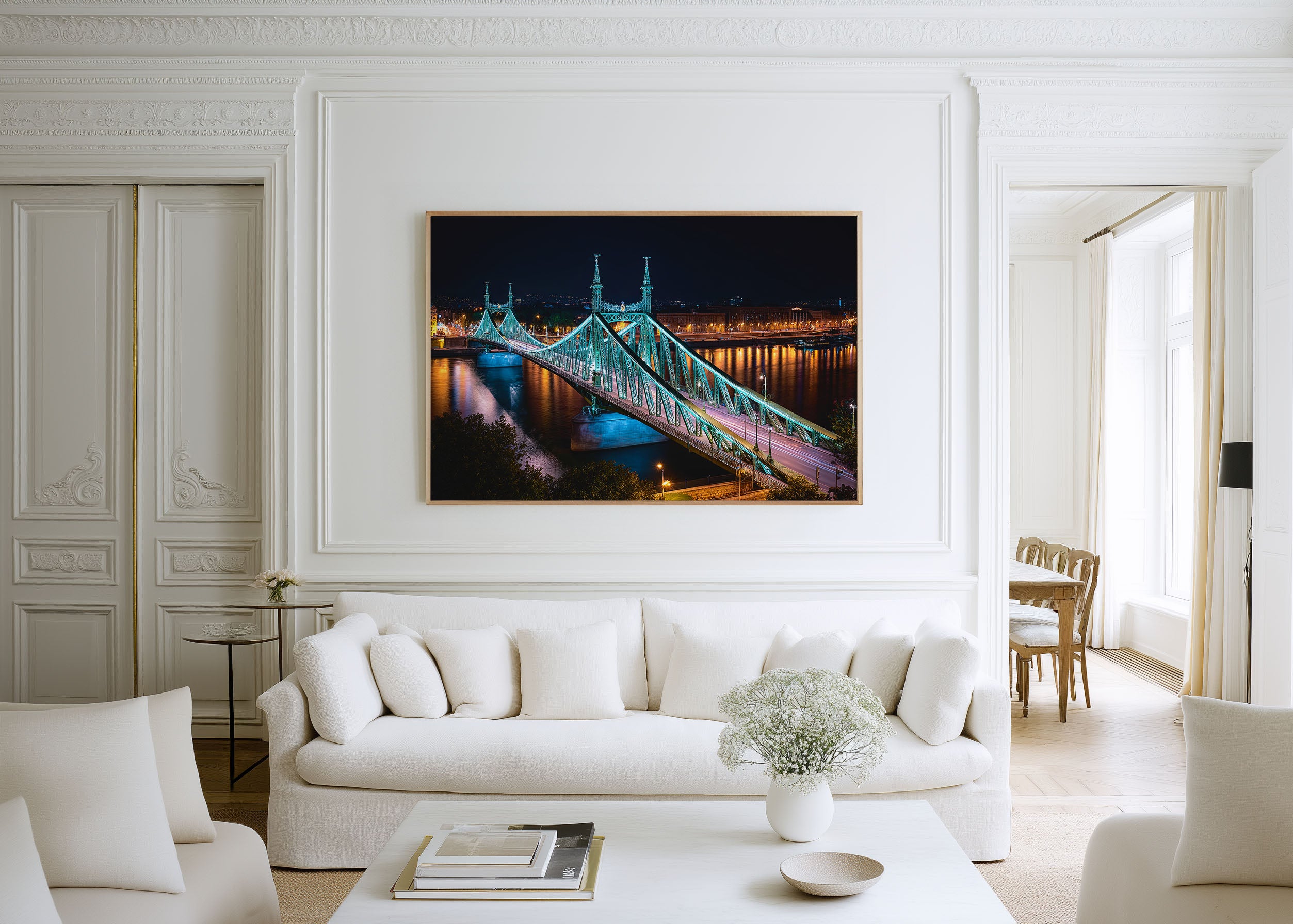 Budapest Liberty Bridge Night Wall Art Print, Hungary Danube