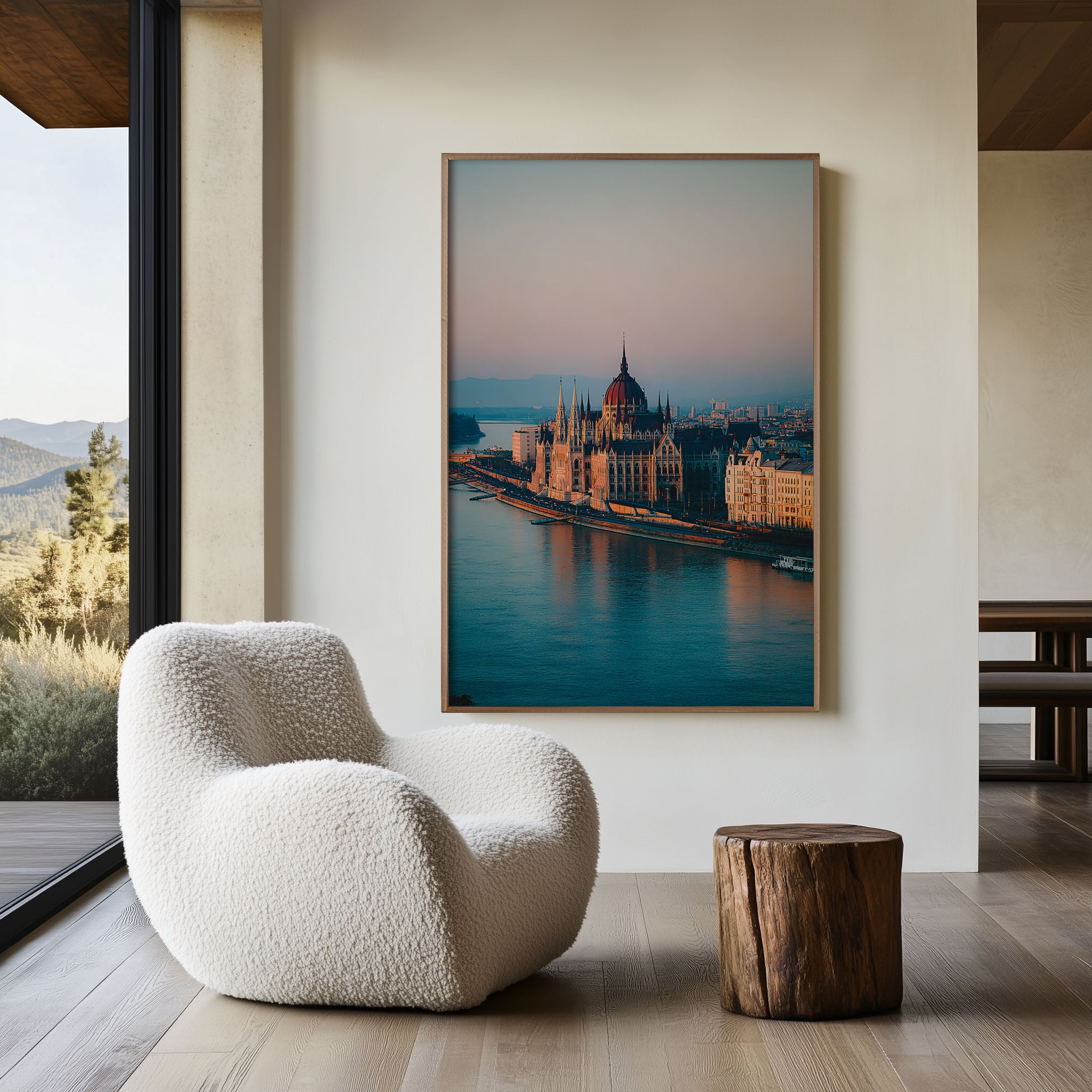 Budapest Parliament Danube Sunrise Wall Art Print | Hungary Aerial Cityscape Photography | River Reflection Dawn Poster | Eastern Europe Travel Print | Pastel Home Decor