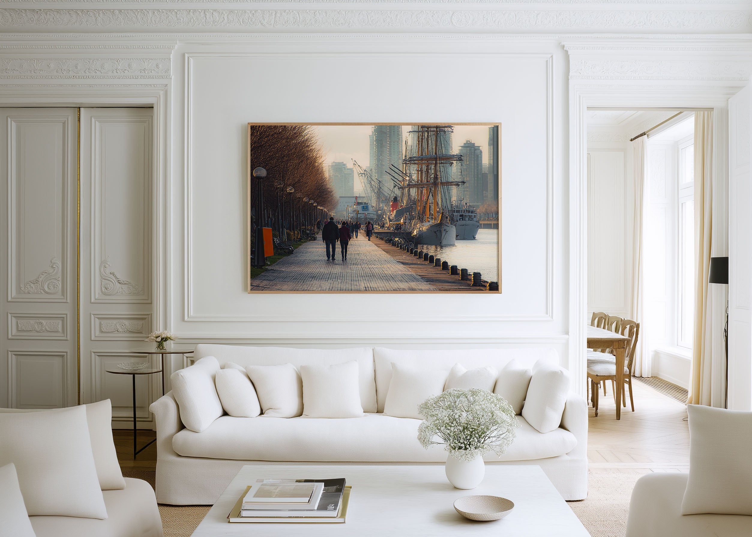 Buenos Aires Puerto Madero Wall Art – Waterfront Promenade Tall Ship Print, Argentina Cityscape Photography Decor