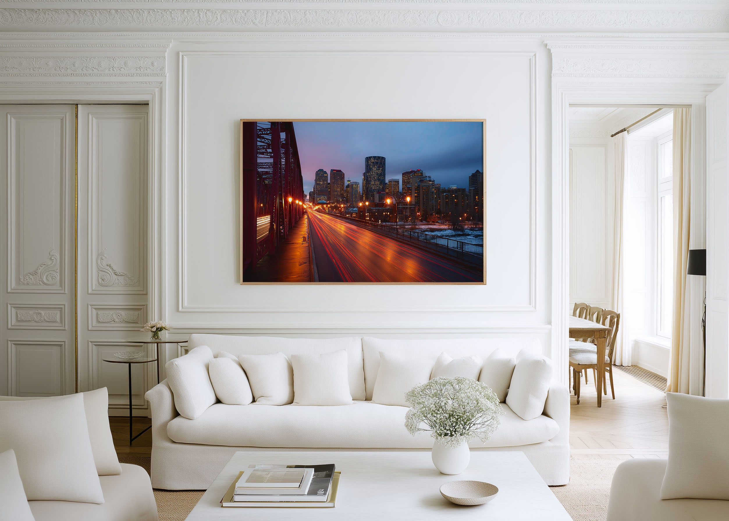 Calgary Centre Street Bridge Night Wall Art Print, Canada Skyline