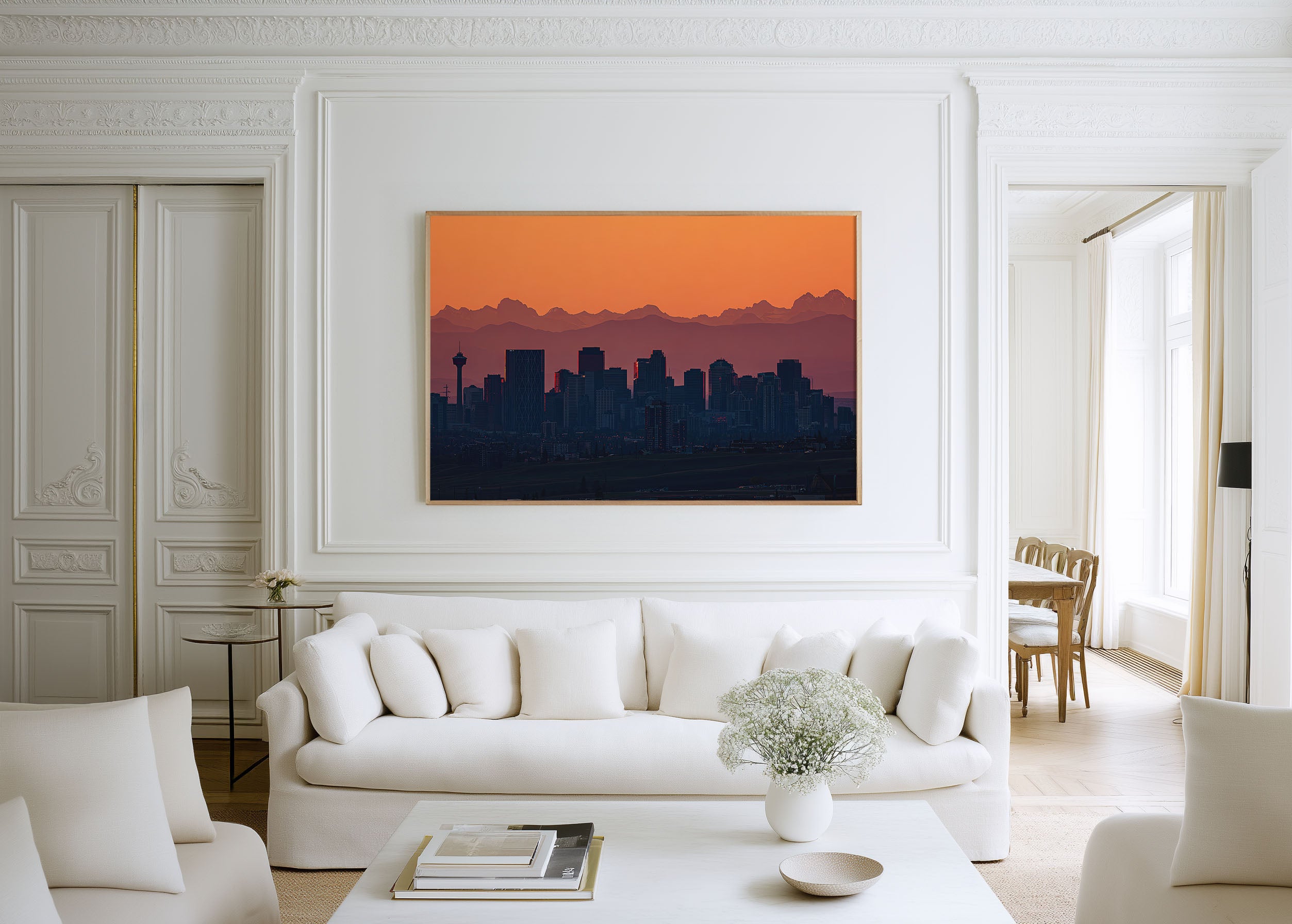 Calgary Skyline Wall Art – Rocky Mountains Sunset Cityscape Print, Alberta Canada Skyline Photography Decor