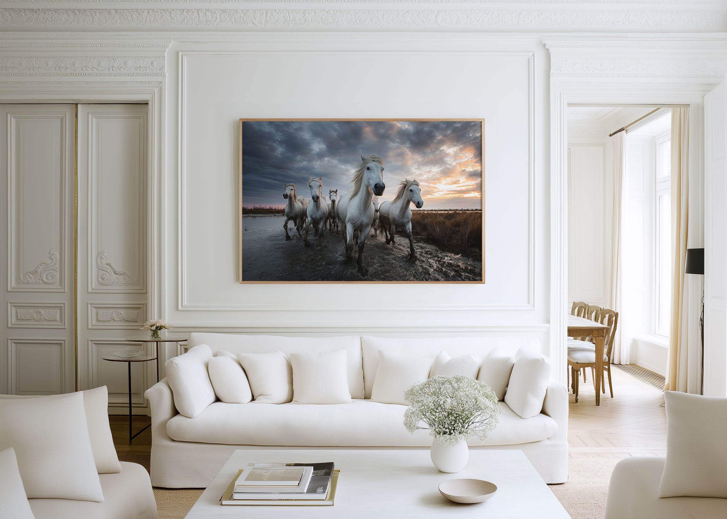Camargue White Horses Wall Art – France Wildlife Print