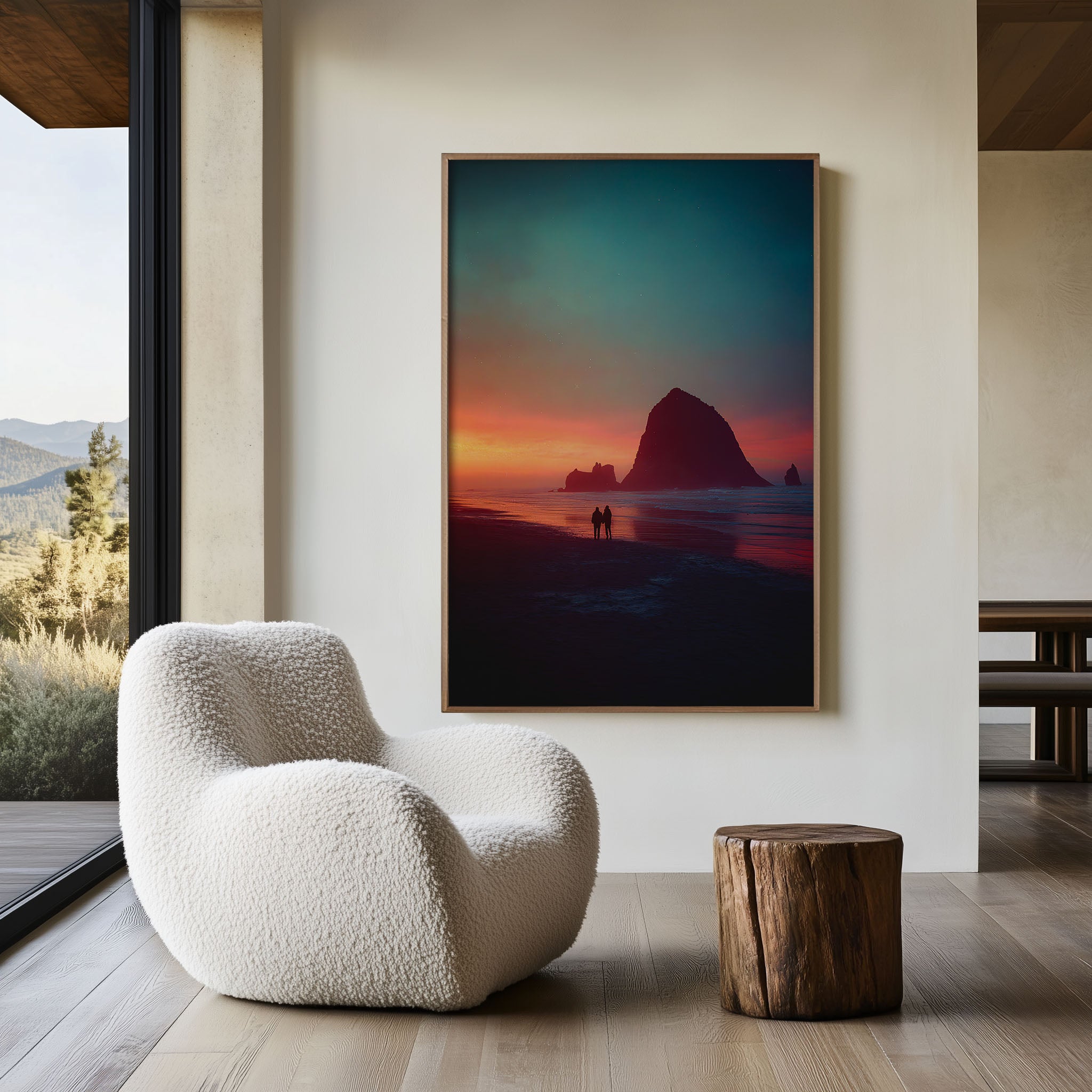 Cannon Beach Haystack Rock Sunset Wall Art | Romantic Coastal Canvas Print