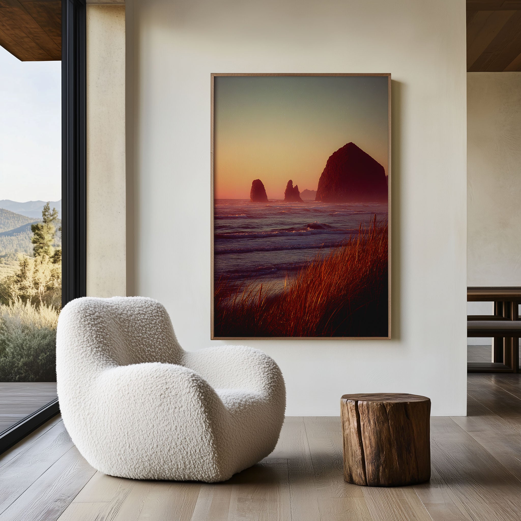 Cannon Beach Oregon Sunset Wall Art | Coastal Ocean Landscape Canvas Print