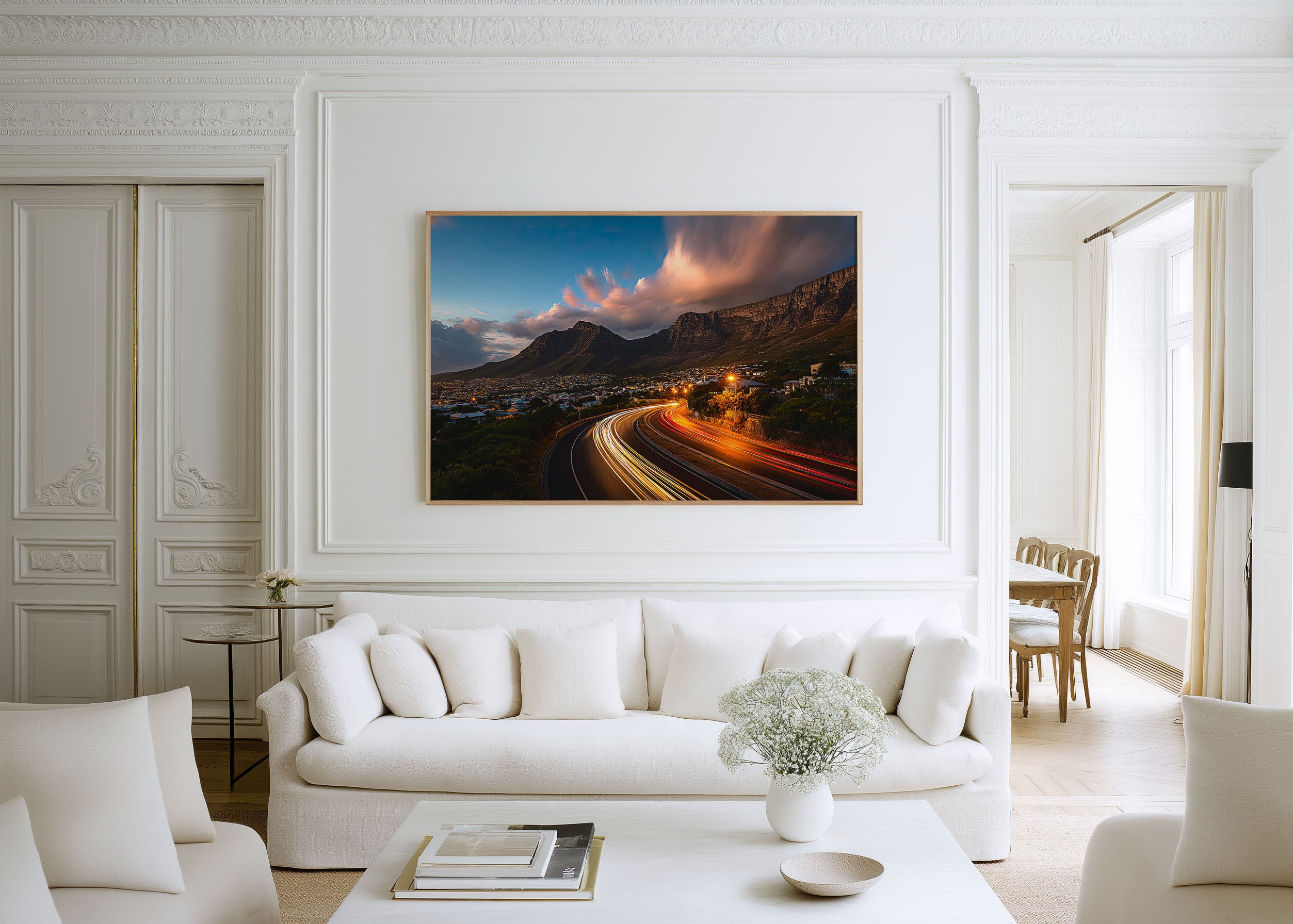 Cape Town Table Mountain Night Wall Art Print, South Africa Landscape