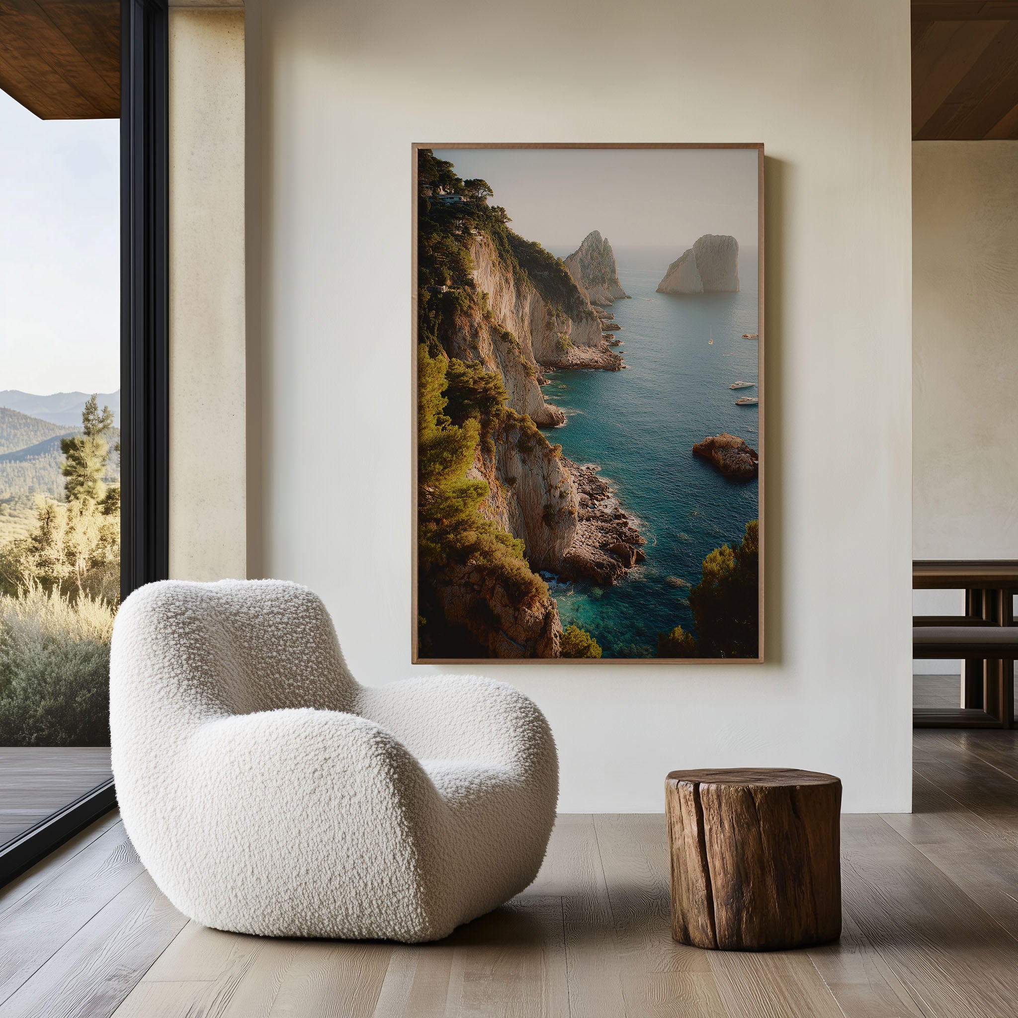 Capri Coastline Wall Art Print | Faraglioni Sea Stacks Italy Photography | Tyrrhenian Sea Cliffside Landscape Poster | Italian Riviera Travel Print | Luxury Home Decor