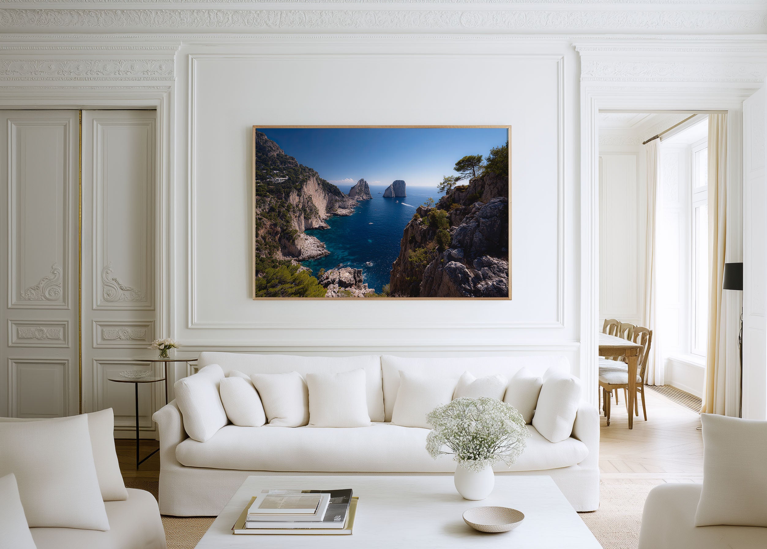 Capri Italy Coastal Cliffs Wall Art Print – Mediterranean Sea Canvas