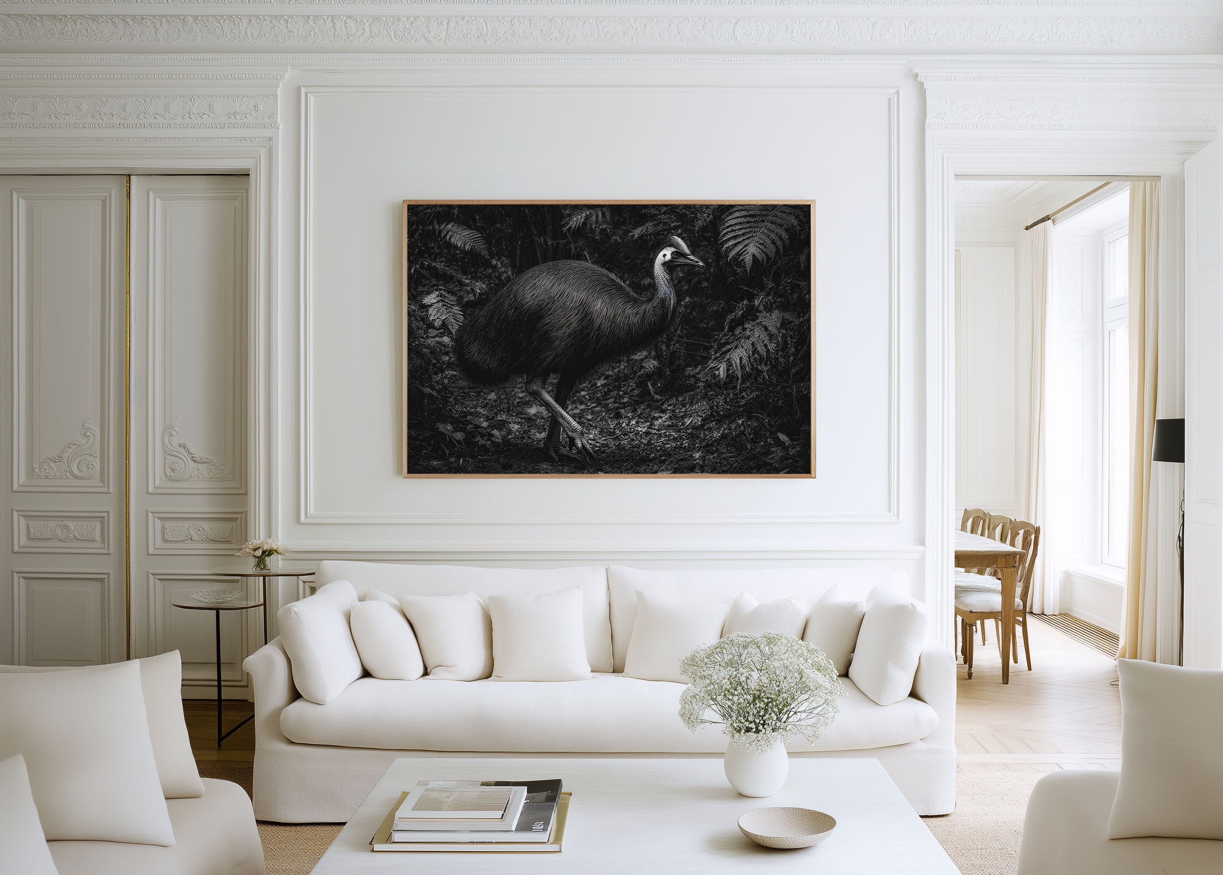 Cassowary Black & White Wildlife Wall Art