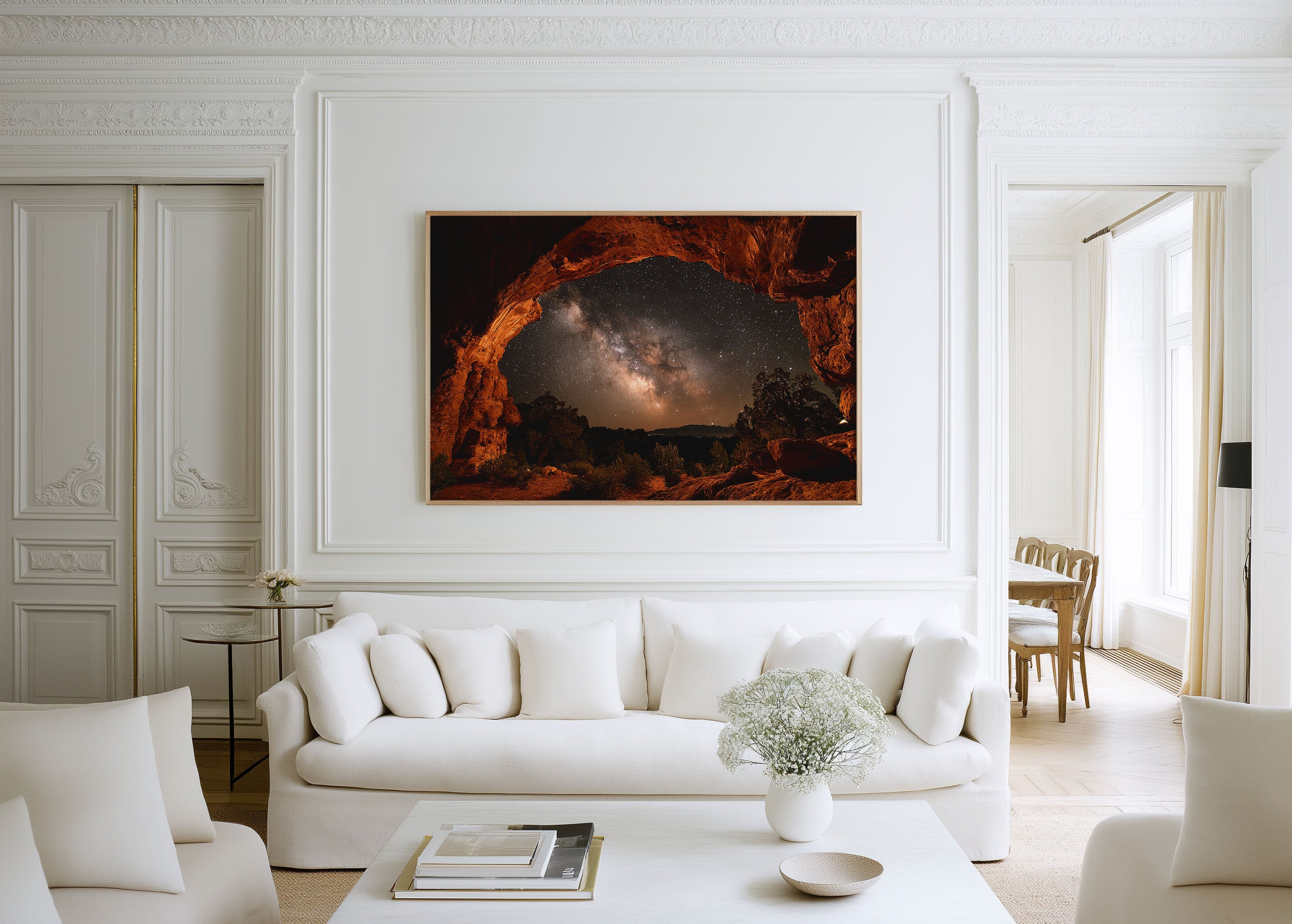 Milky Way Through Red Rock Arch Wall Art – Desert Night Sky Print