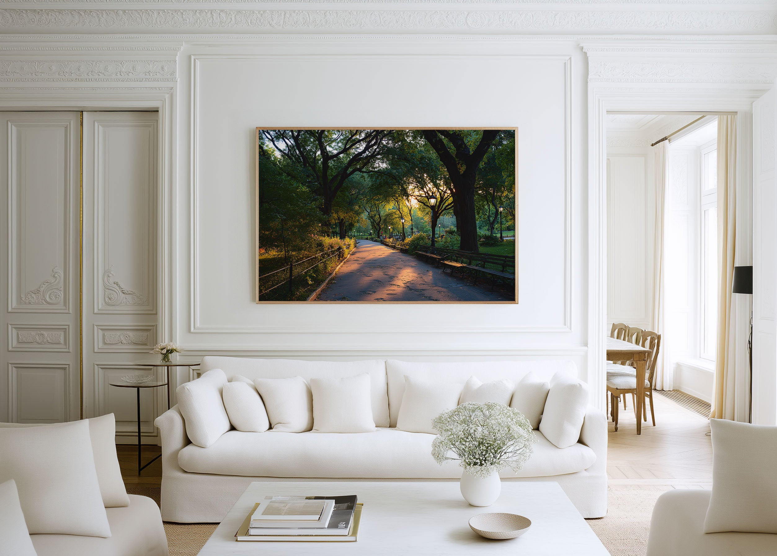 Central Park Sunset Pathway Wall Art Print – New York Nature Canvas
