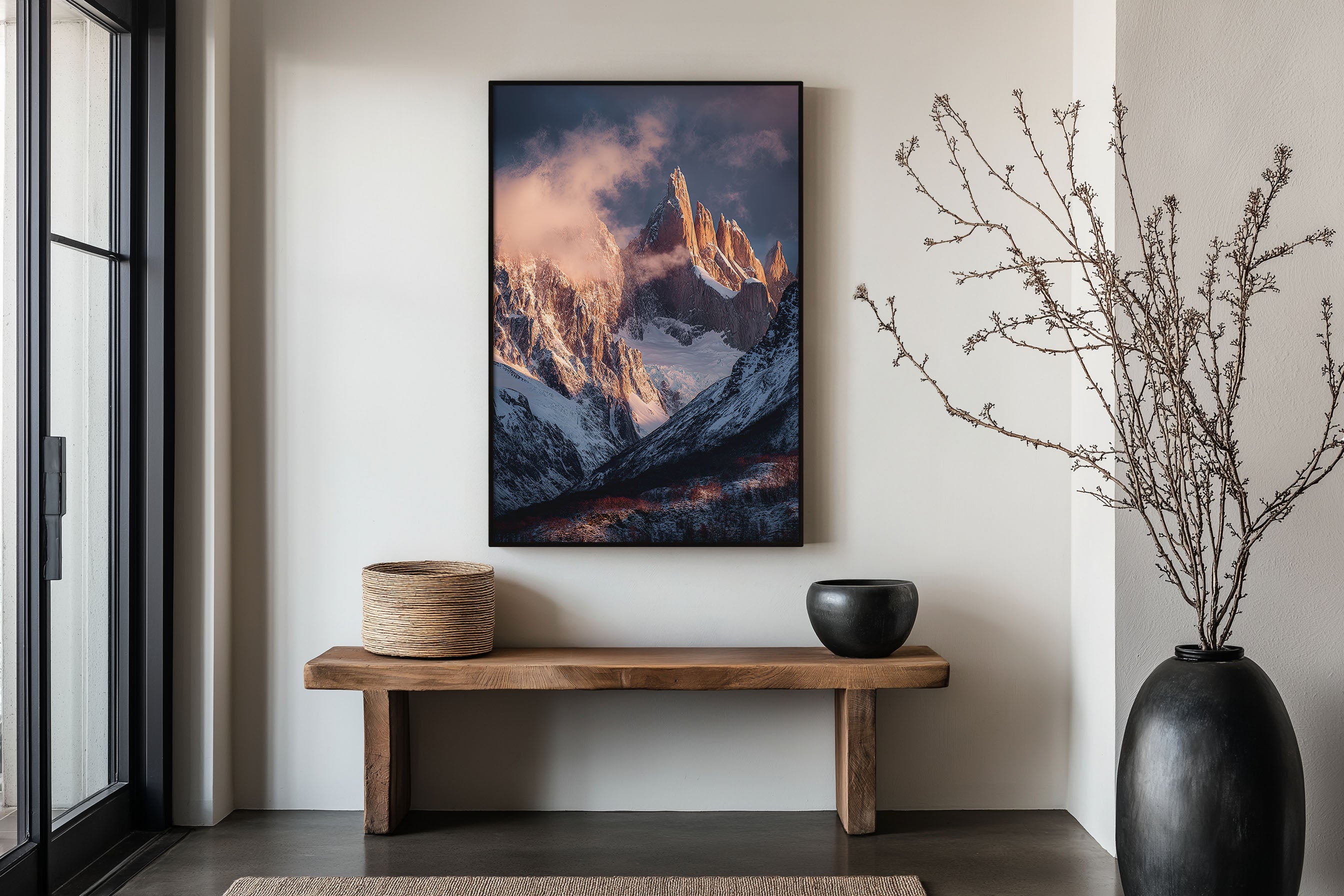 Cerro Torre Alpenglow Sunset Print | Patagonia Golden Light Wall Art | Patagonia Winter Snow Mountain Landscape Photography Poster