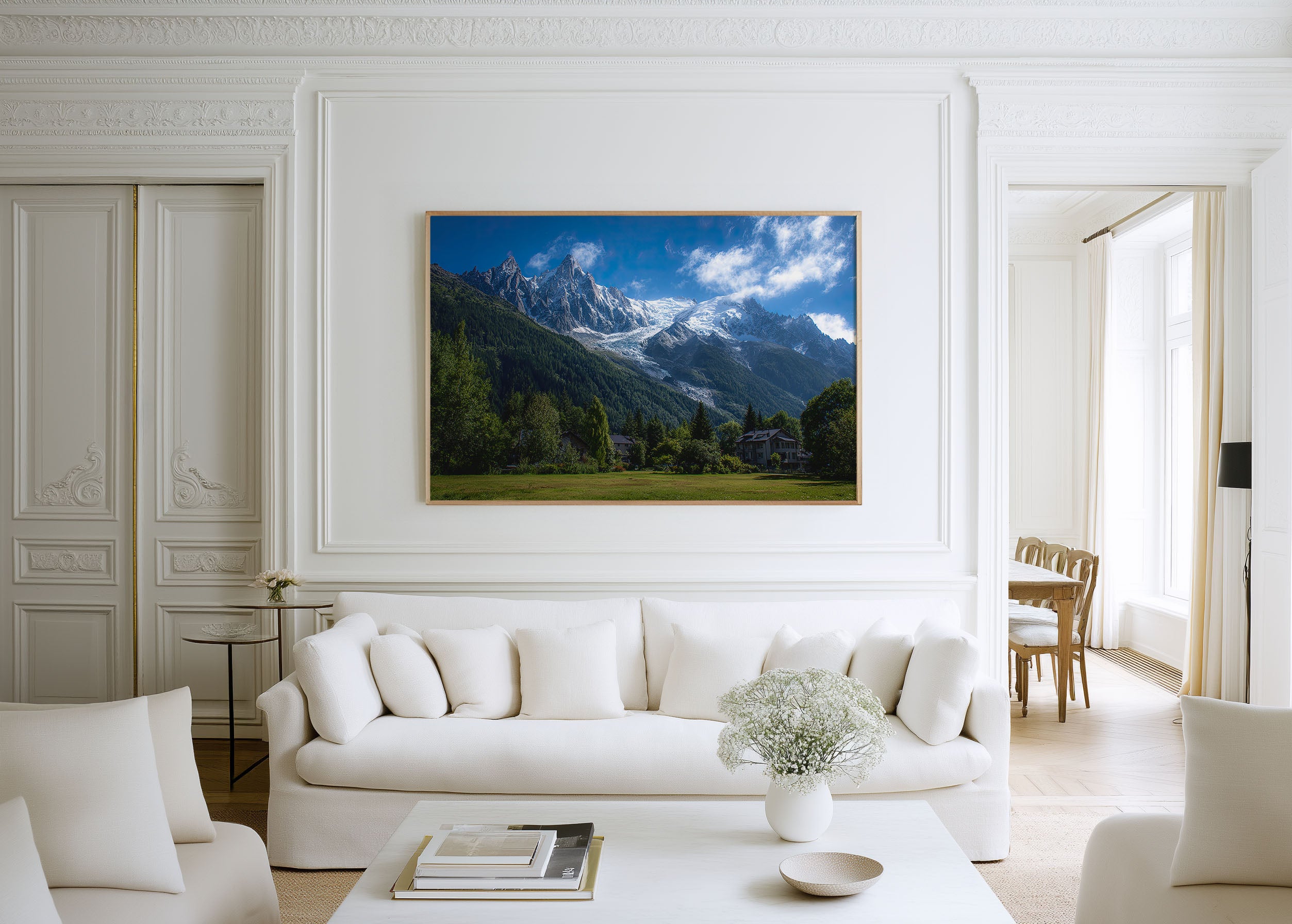 Chamonix Mont Blanc Alpine Landscape Wall Art Print – Snow Mountain Canvas