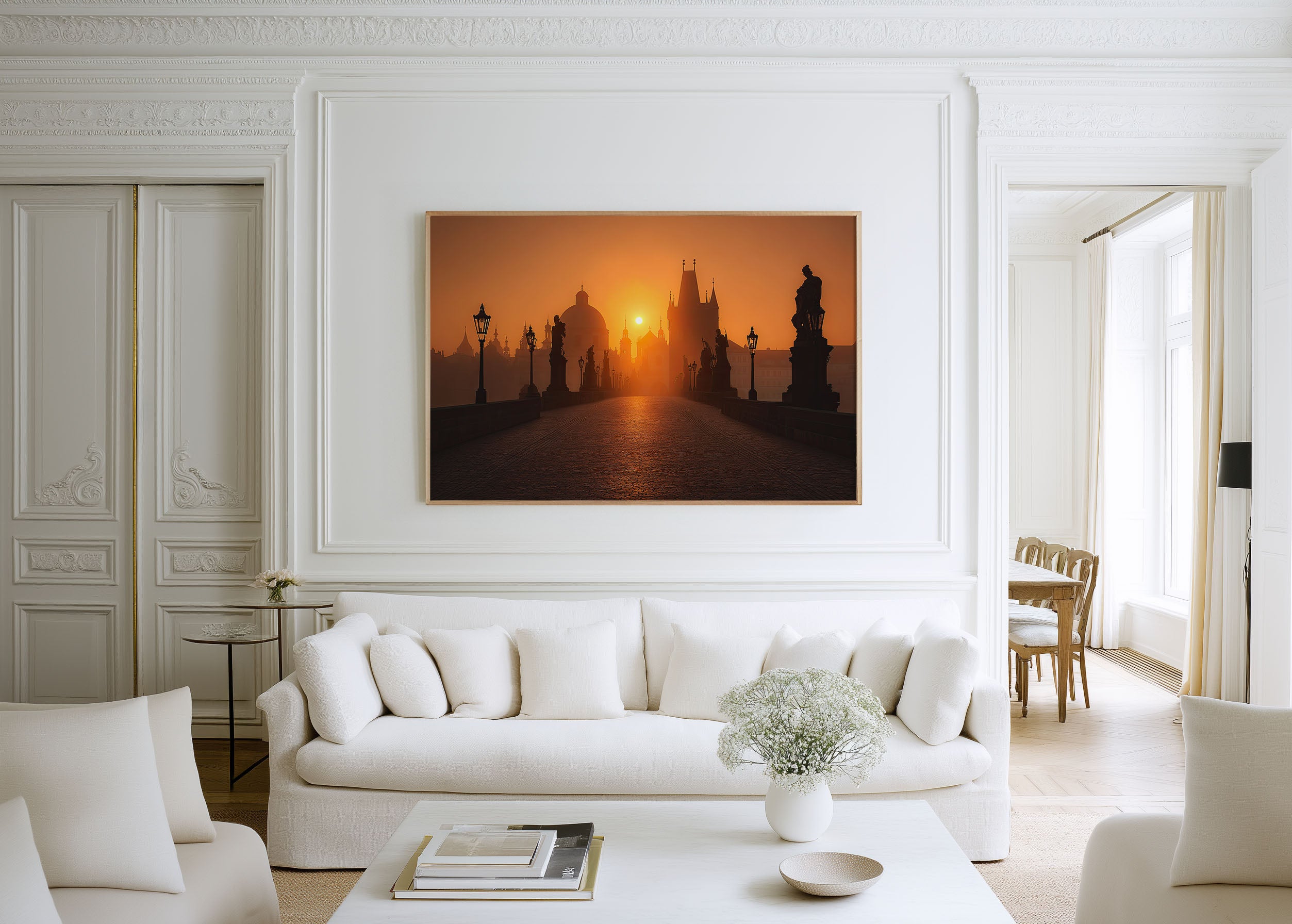 Charles Bridge Prague Sunrise Wall Art Print – Golden Morning Canvas