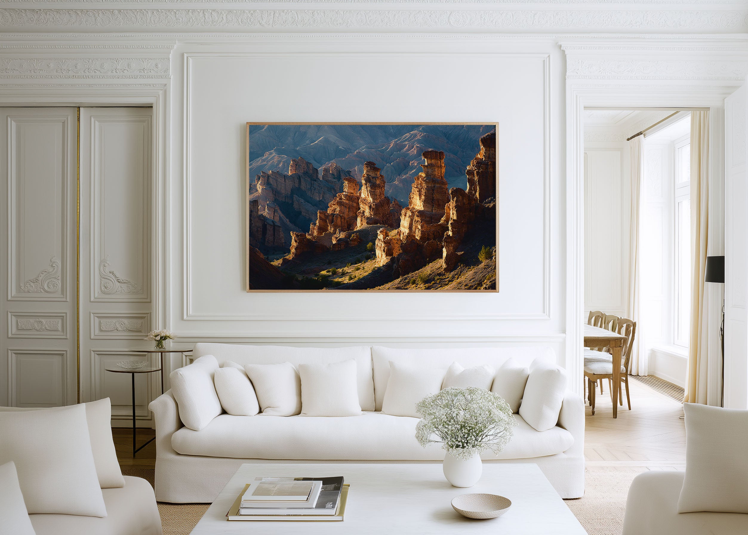 Charyn Canyon Rock Towers Wall Art Print – Kazakhstan Desert Canyon Landscape