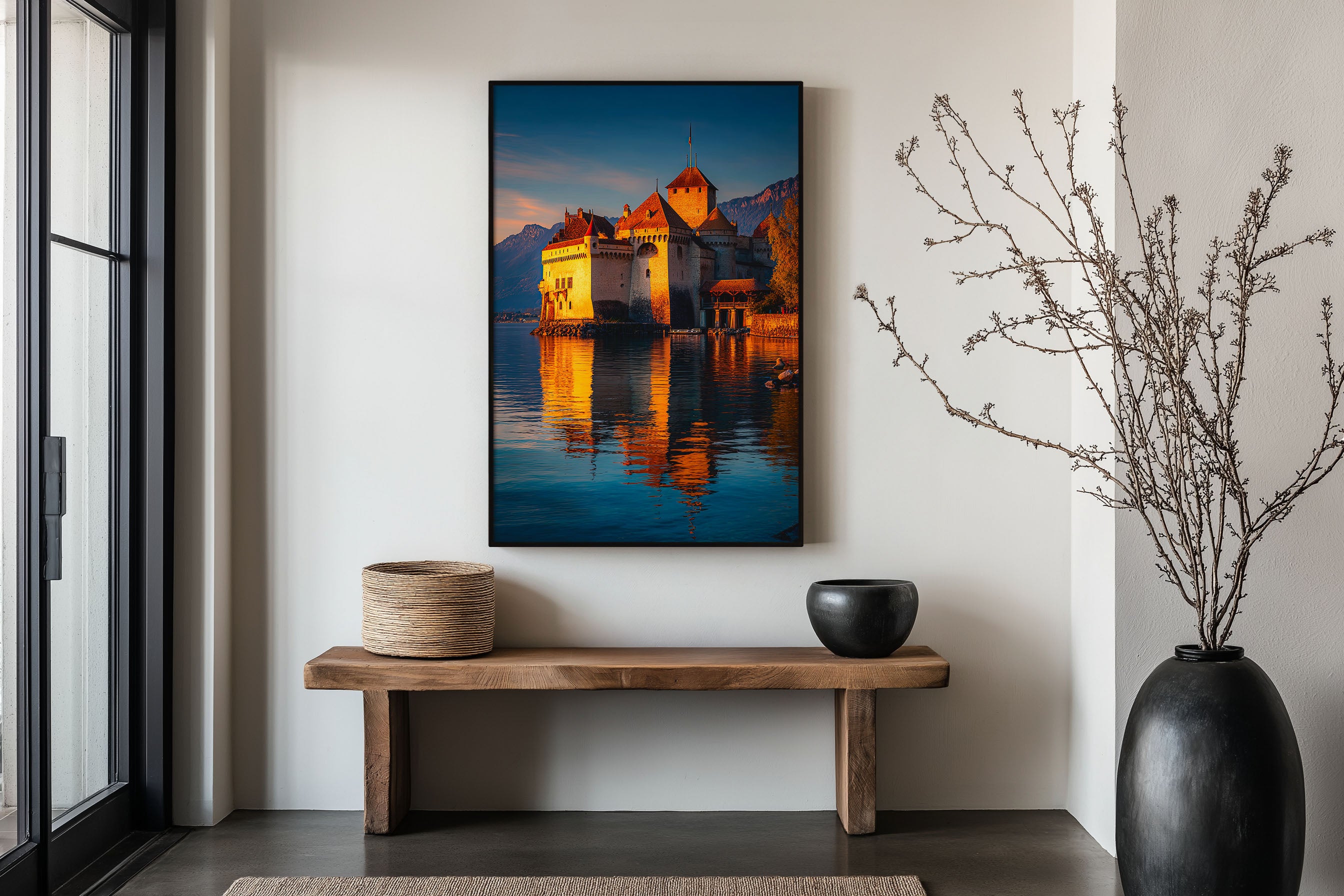 Château de Chillon Switzerland Print | Lake Geneva Castle Sunset Wall Art | Swiss Travel Photography