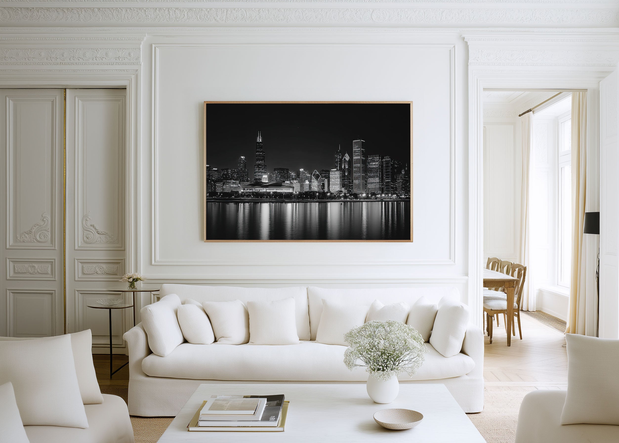 Chicago Skyline Wall Art – Black and White Cityscape Photography Print