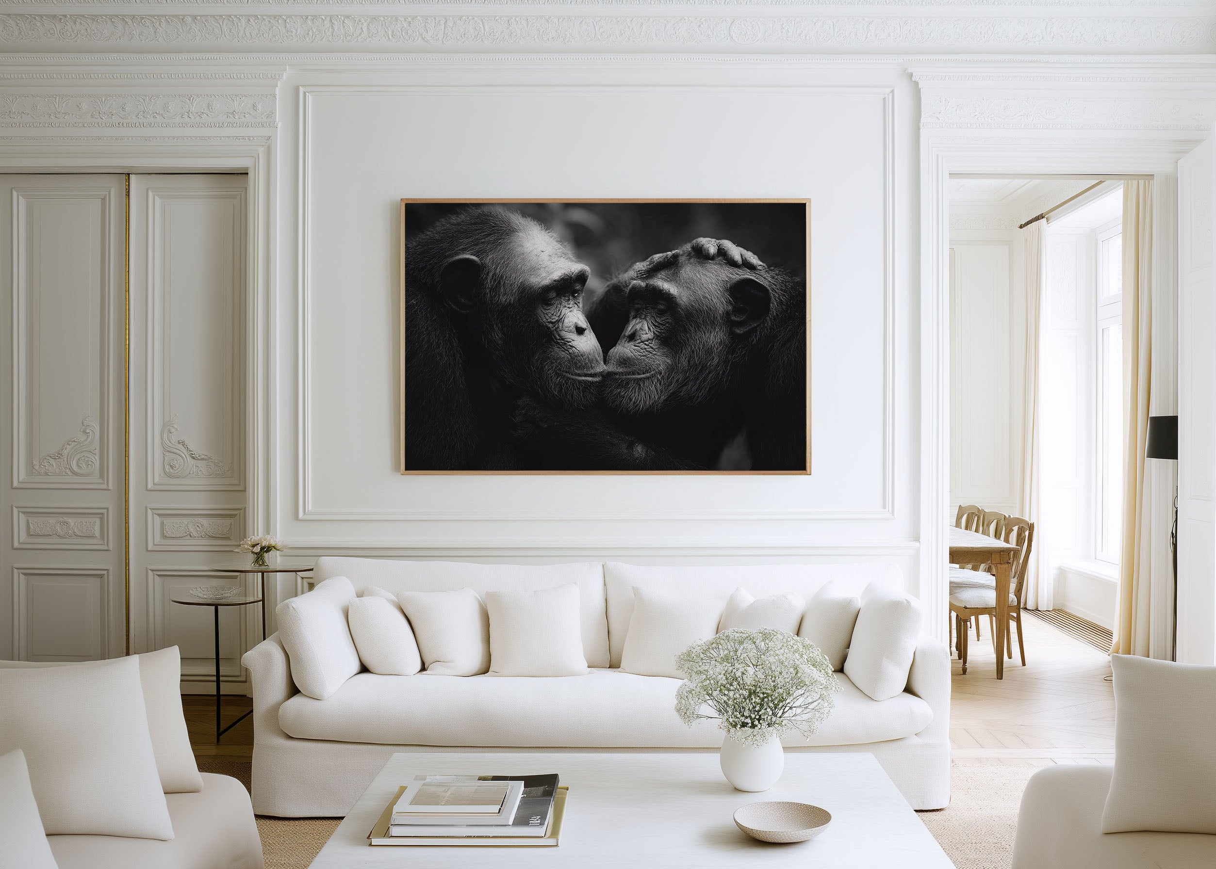 Chimpanzee Portrait Black & White Wildlife Wall Art