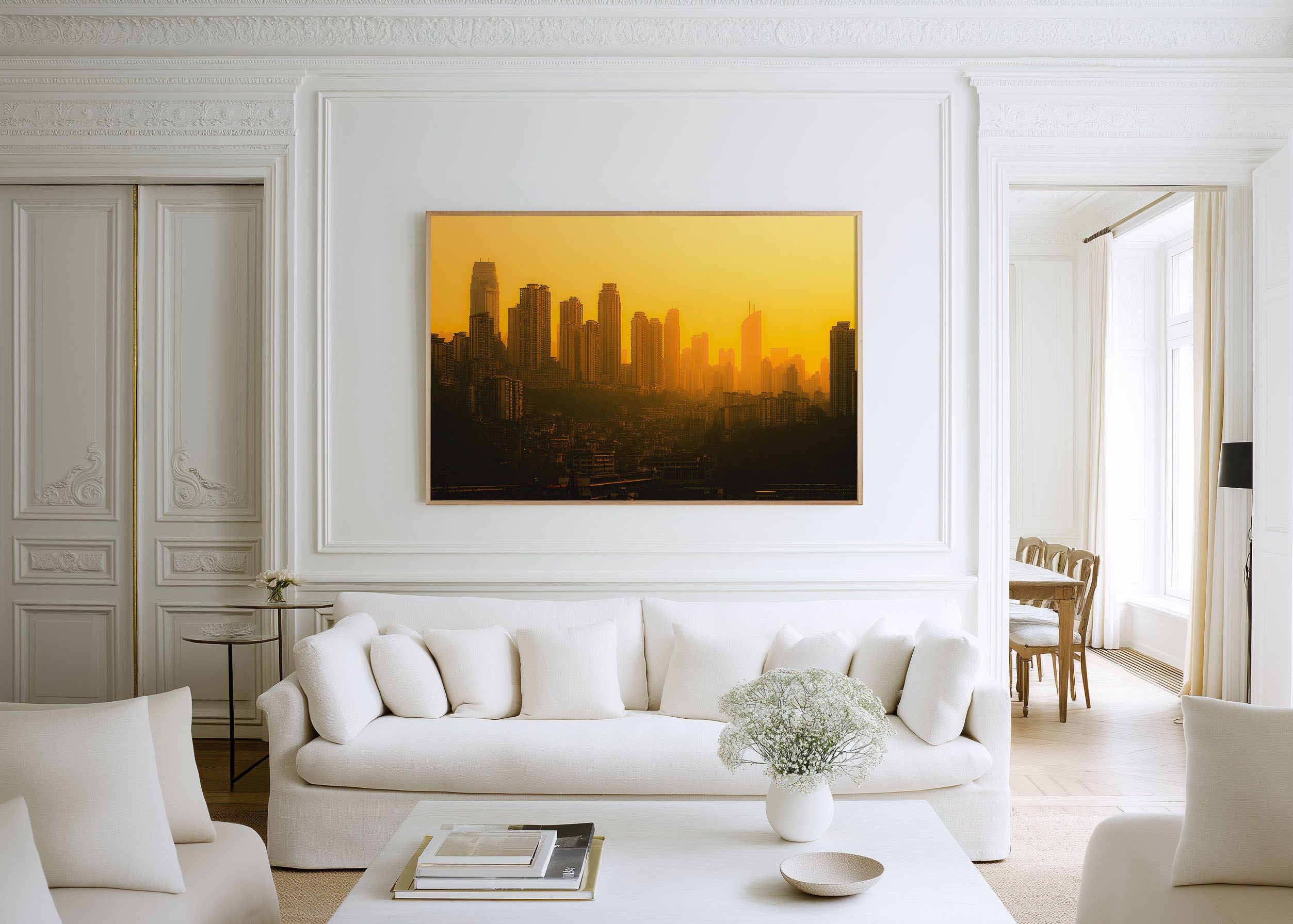 Chongqing China Skyline Sunset Wall Art Print – Golden Cityscape Canvas