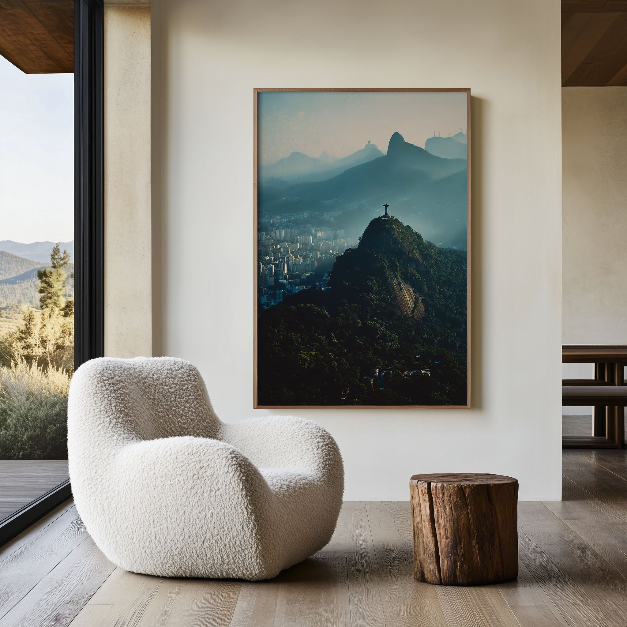 Christ the Redeemer Wall Art Print | Rio de Janeiro Aerial Photography | Corcovado Mountain Brazil Landscape Poster | South America Travel Print | Spiritual Home Decor