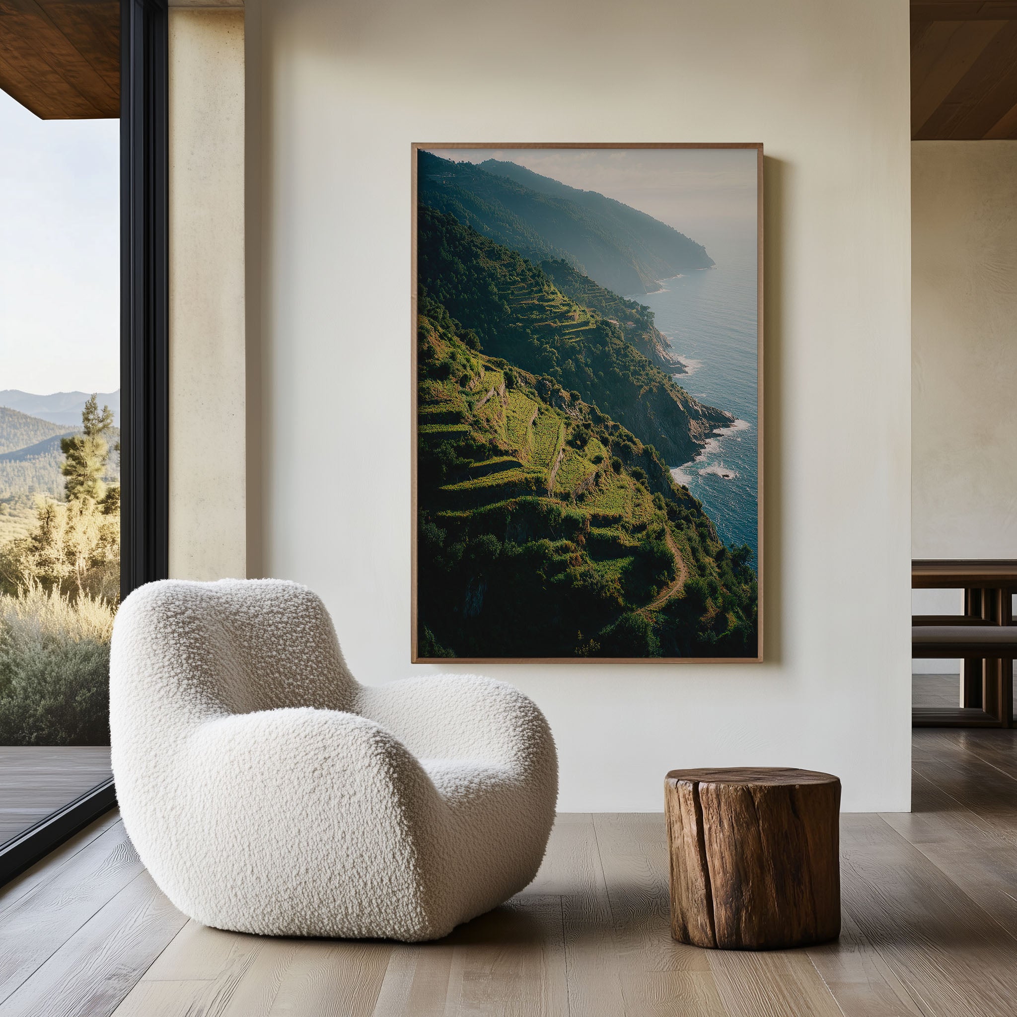 Cinque Terre Terraced Vineyards Wall Art Print | Italian Riviera Coastal Photography | Liguria Cliffside Landscape Poster | Italy Nature Travel Print | Mediterranean Home Decor