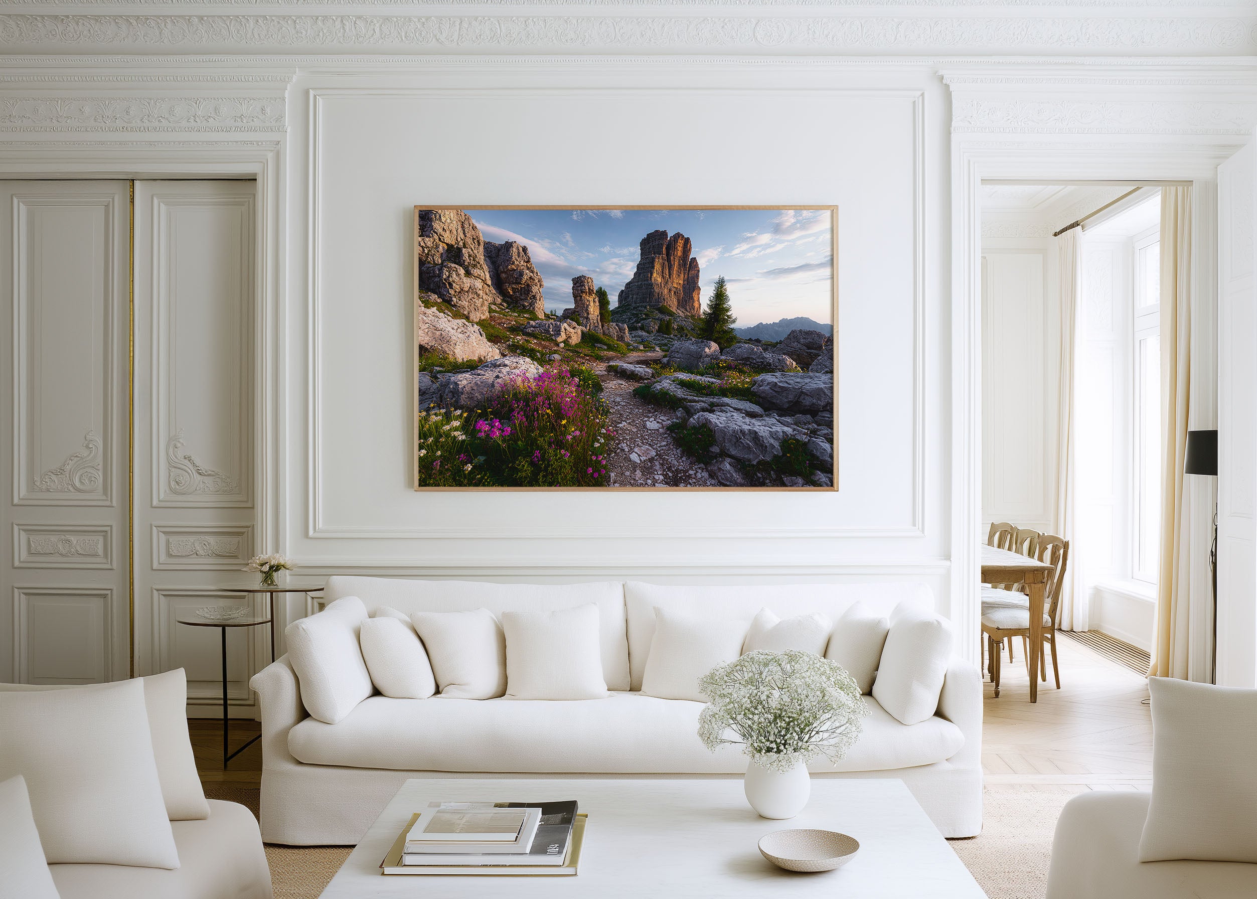 Cinque Torri Dolomites Print | Italy Alpine Wildflower Mountain Photography Wall Art