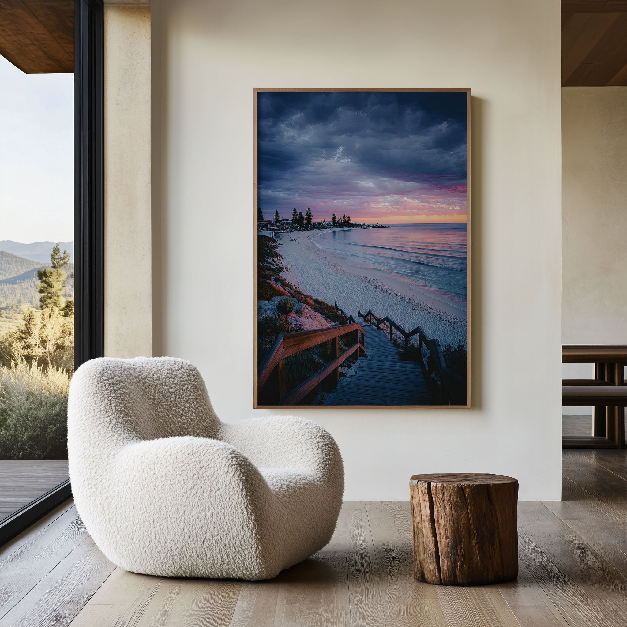 Cottesloe Beach Sunset Boardwalk Steps Wall Art Print | Perth Western Australia Photography | Coastal Home Decor