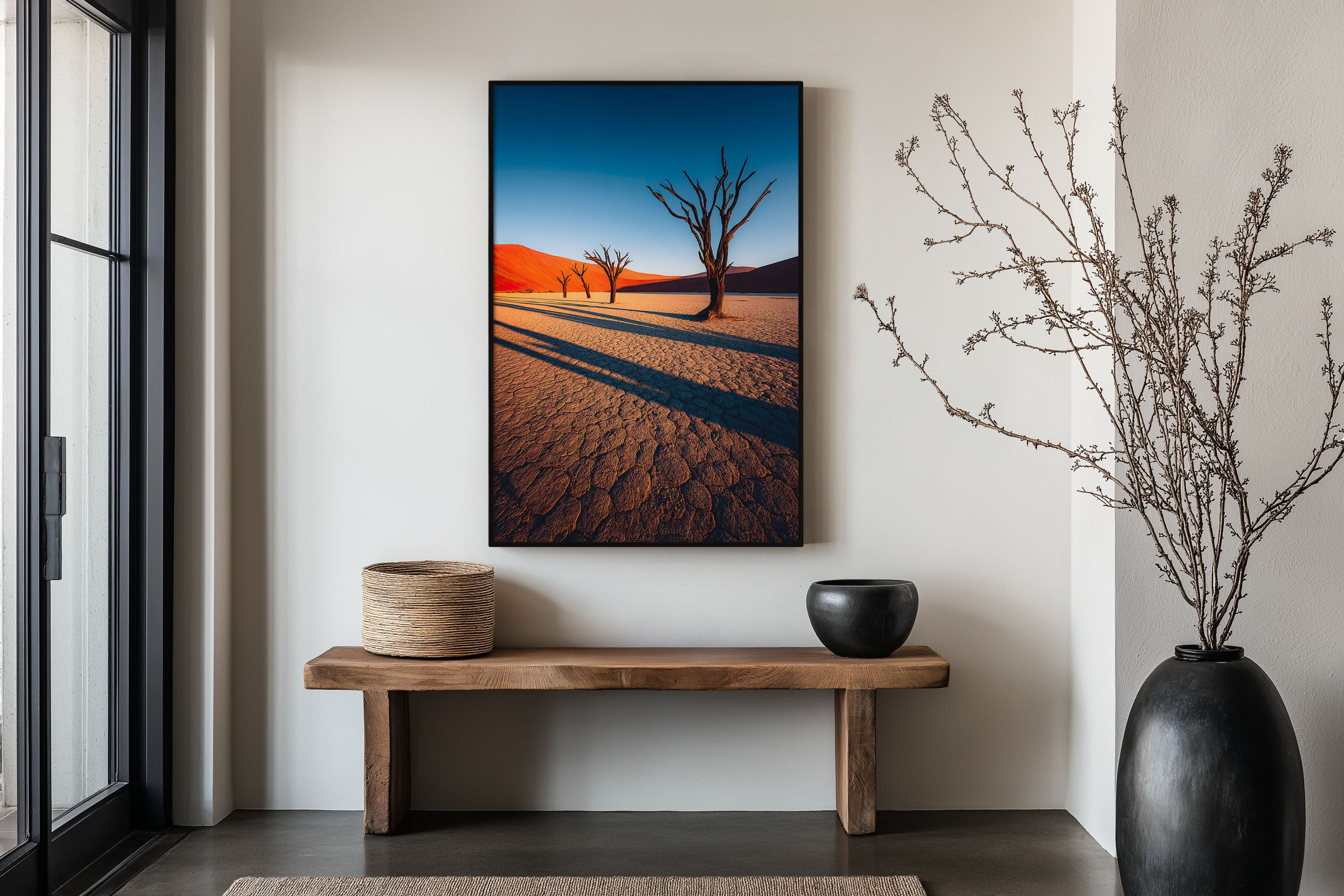 Deadvlei Clay Pan Wall Art Print | Namib Desert Namibia Dead Camel Thorn Trees Sunrise Photography | Africa Travel Poster | Bold Minimalist Home Decor