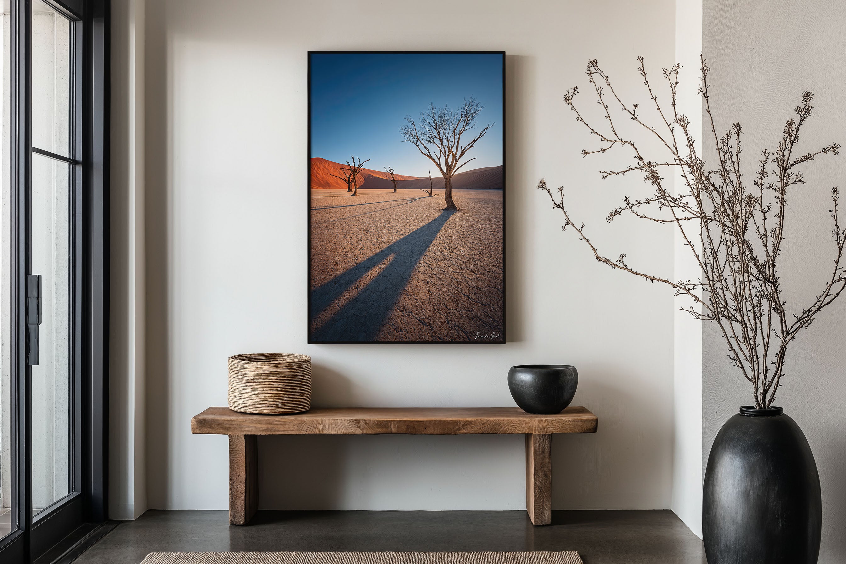 Deadvlei Dead Trees Wall Art Print | Namib Desert Namibia Camel Thorn Clay Pan Photography | Africa Travel Poster | Minimalist Desert Home Decor