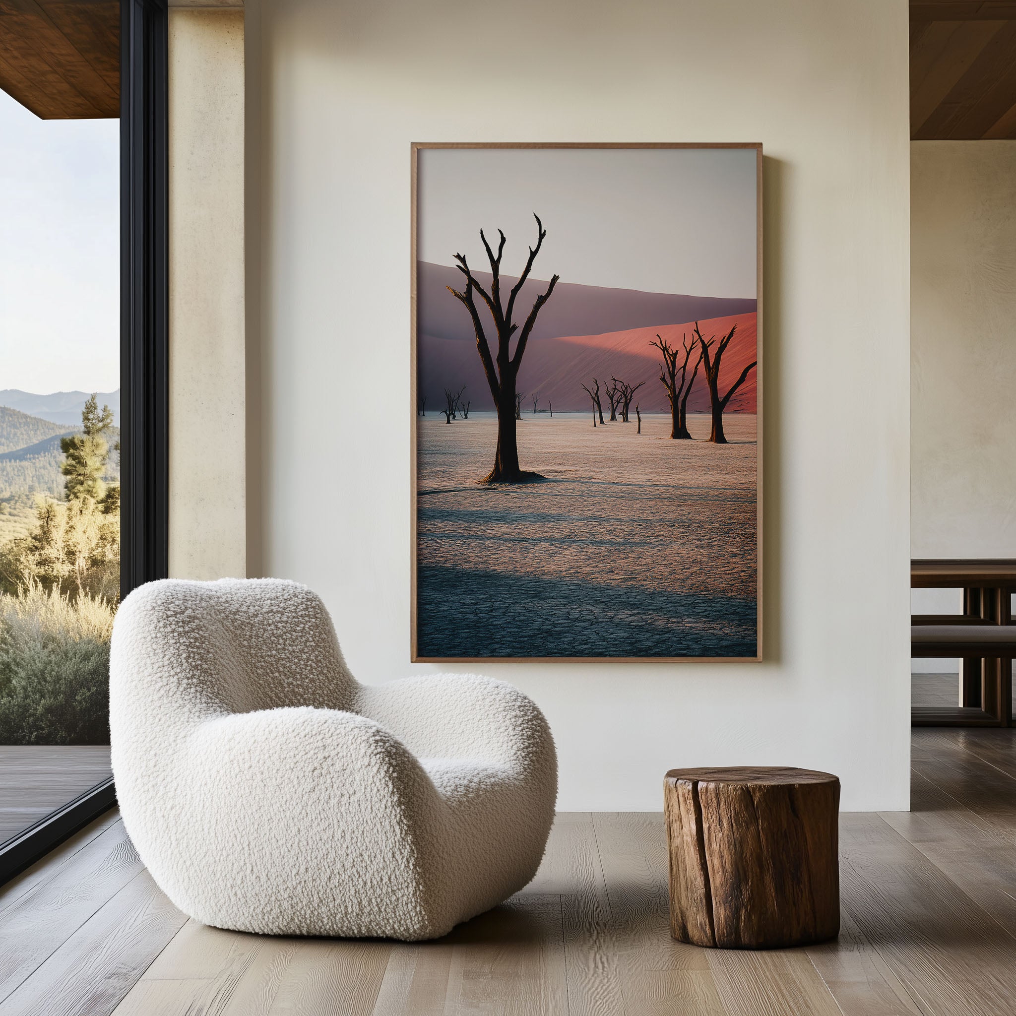 Deadvlei Namibia Wall Art Print | Dead Camel Thorn Trees Desert Photography | Sossusvlei Sand Dunes Landscape Poster | African Nature Print | Terracotta Home Decor