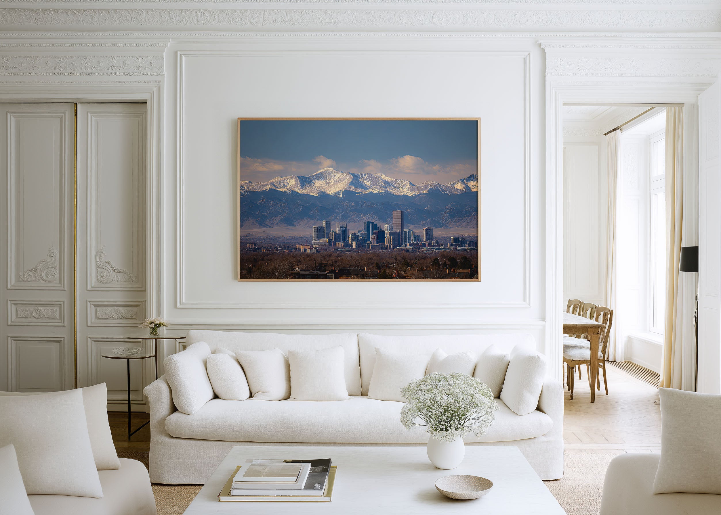 Denver Colorado Skyline Wall Art – Rocky Mountains Cityscape Print, Denver Mountain Skyline Photography Decor