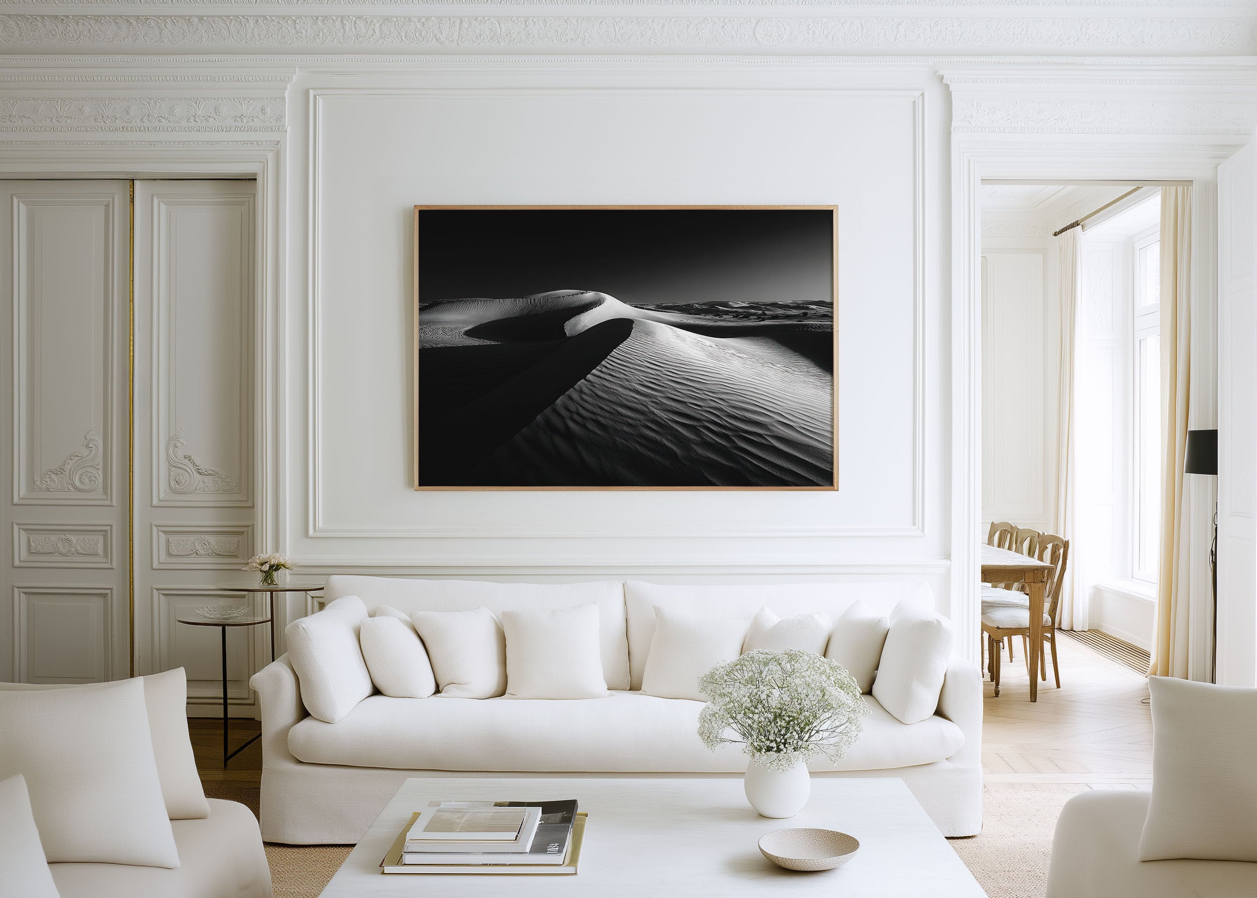 Desert Dunes Wall Art – Black and White Minimalist Landscape Print