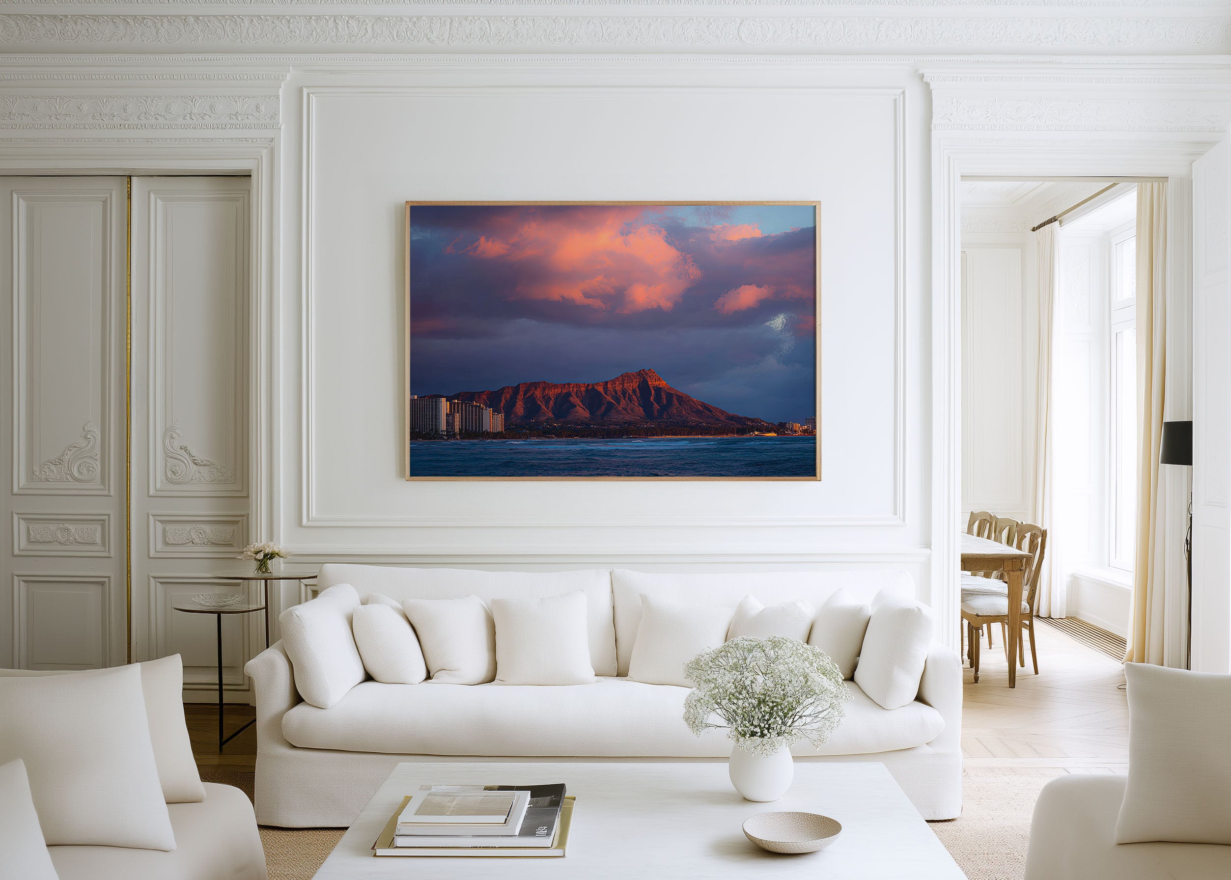 Diamond Head Waikiki Hawaii Wall Art | Oahu Sunset Landscape Print