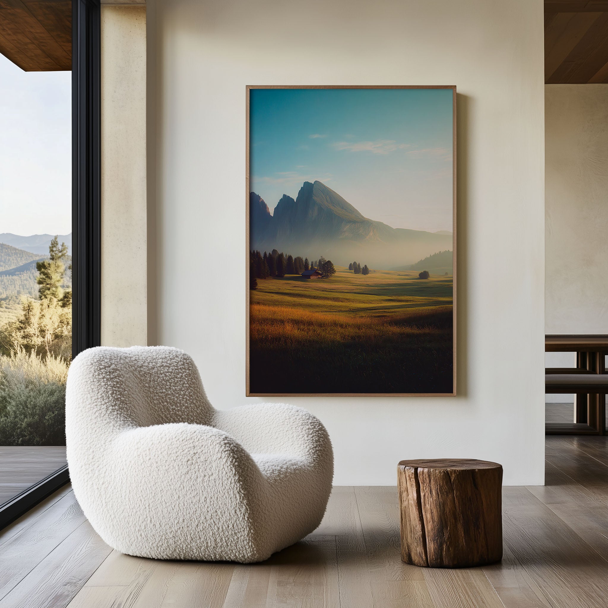 Dolomites Misty Mountain Wall Art Print | Minimal Alpine Landscape Canvas