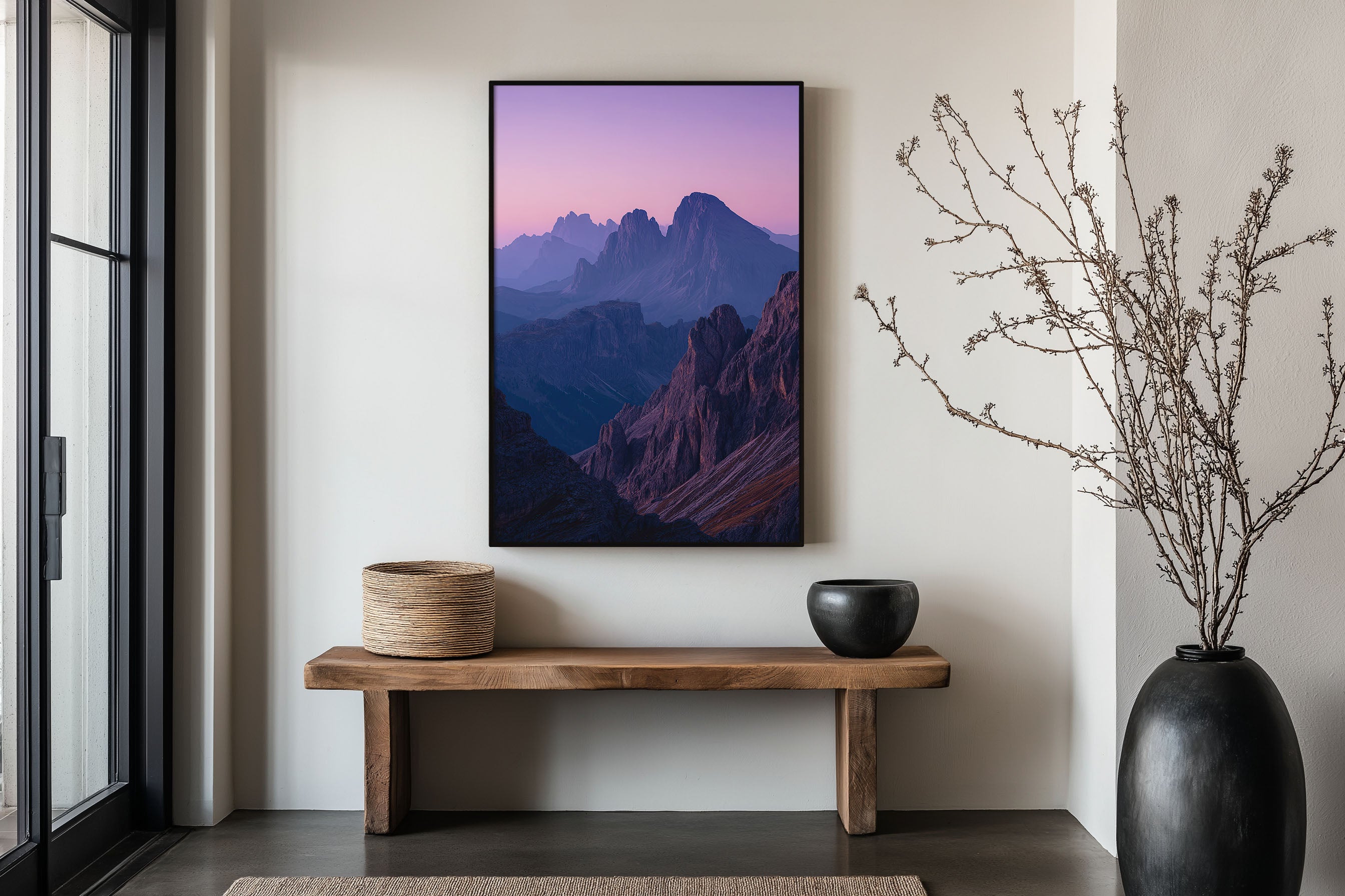 Dolomites Purple Dusk Layers Wall Art Print | Italy Alpine Twilight Photography | Violet Pink Mountain Silhouette Poster